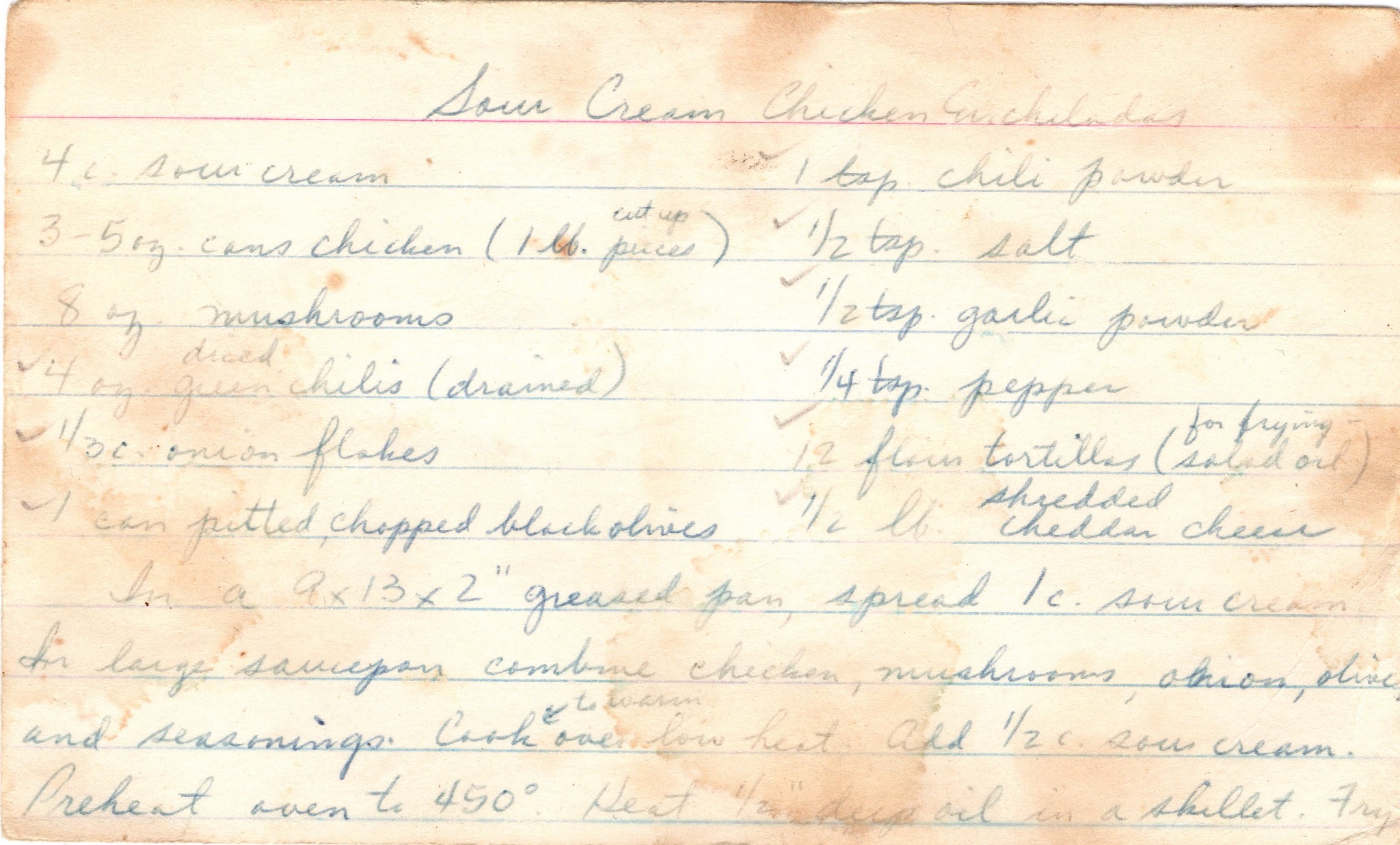 Sour Cream Chicken Enchiladas recipe card, image 1 of 2