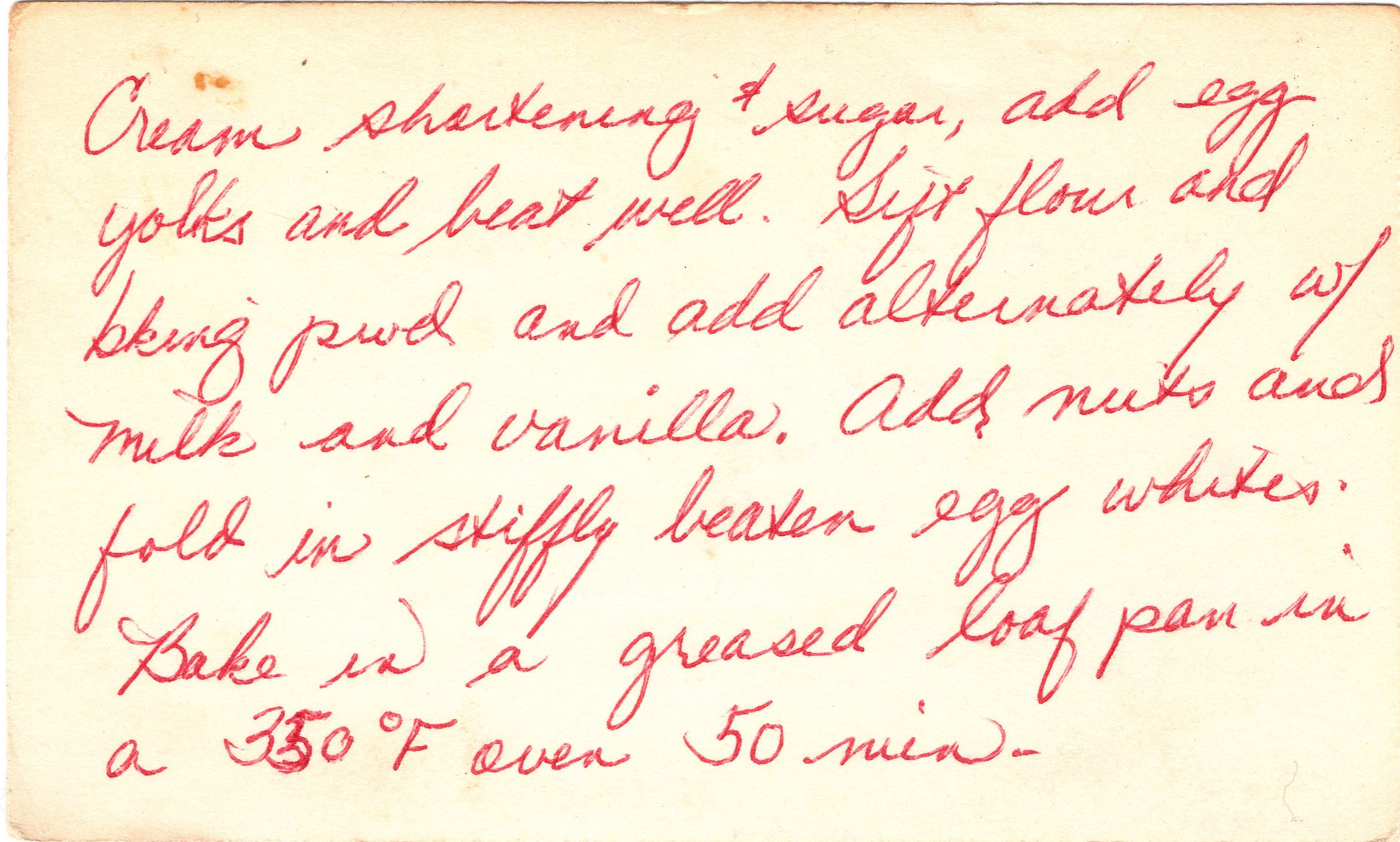 Mother Spencer's Nut Cake recipe card, image 2 of 2