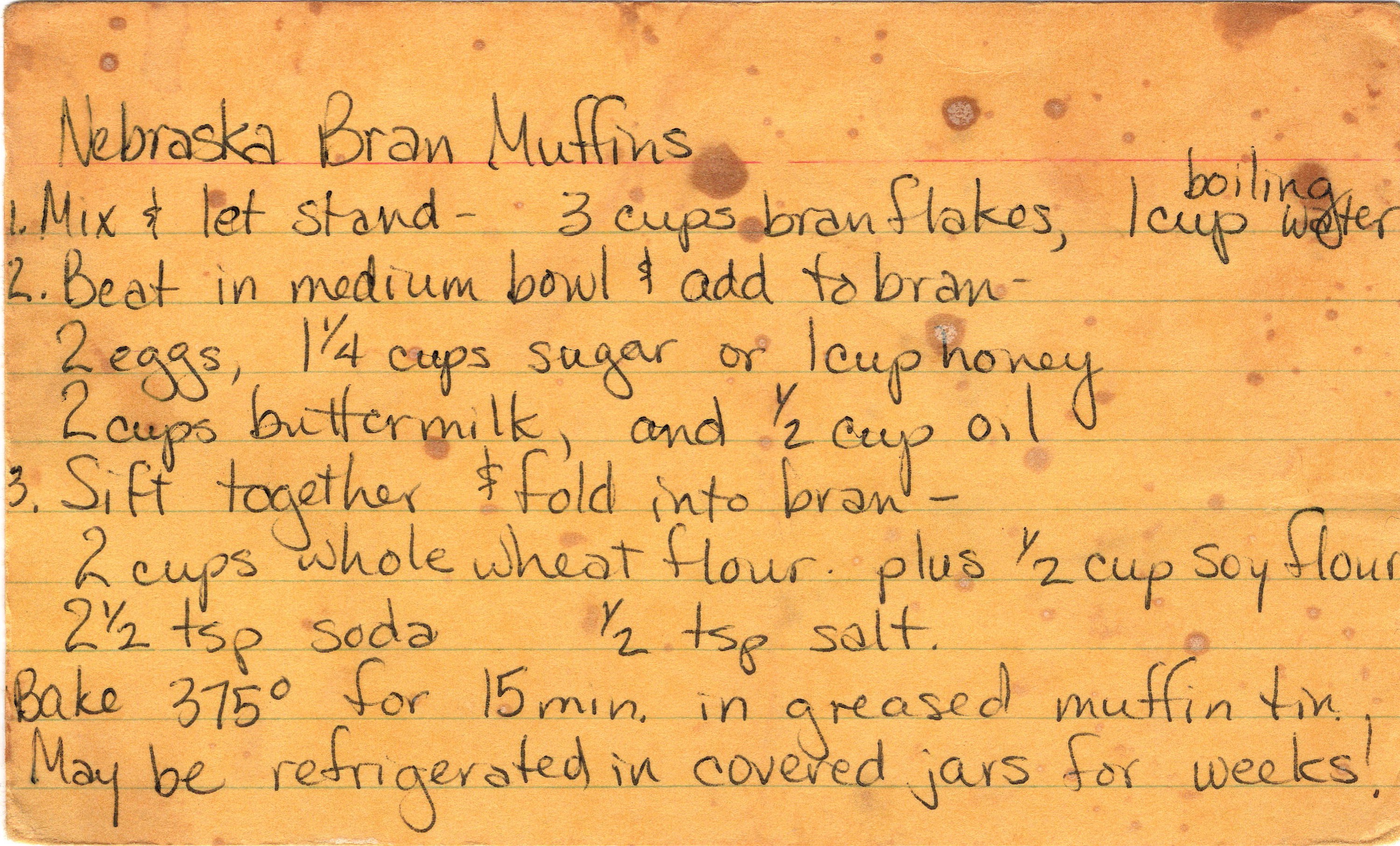 Nebraska Bran Muffins recipe card, image 1 of 1
