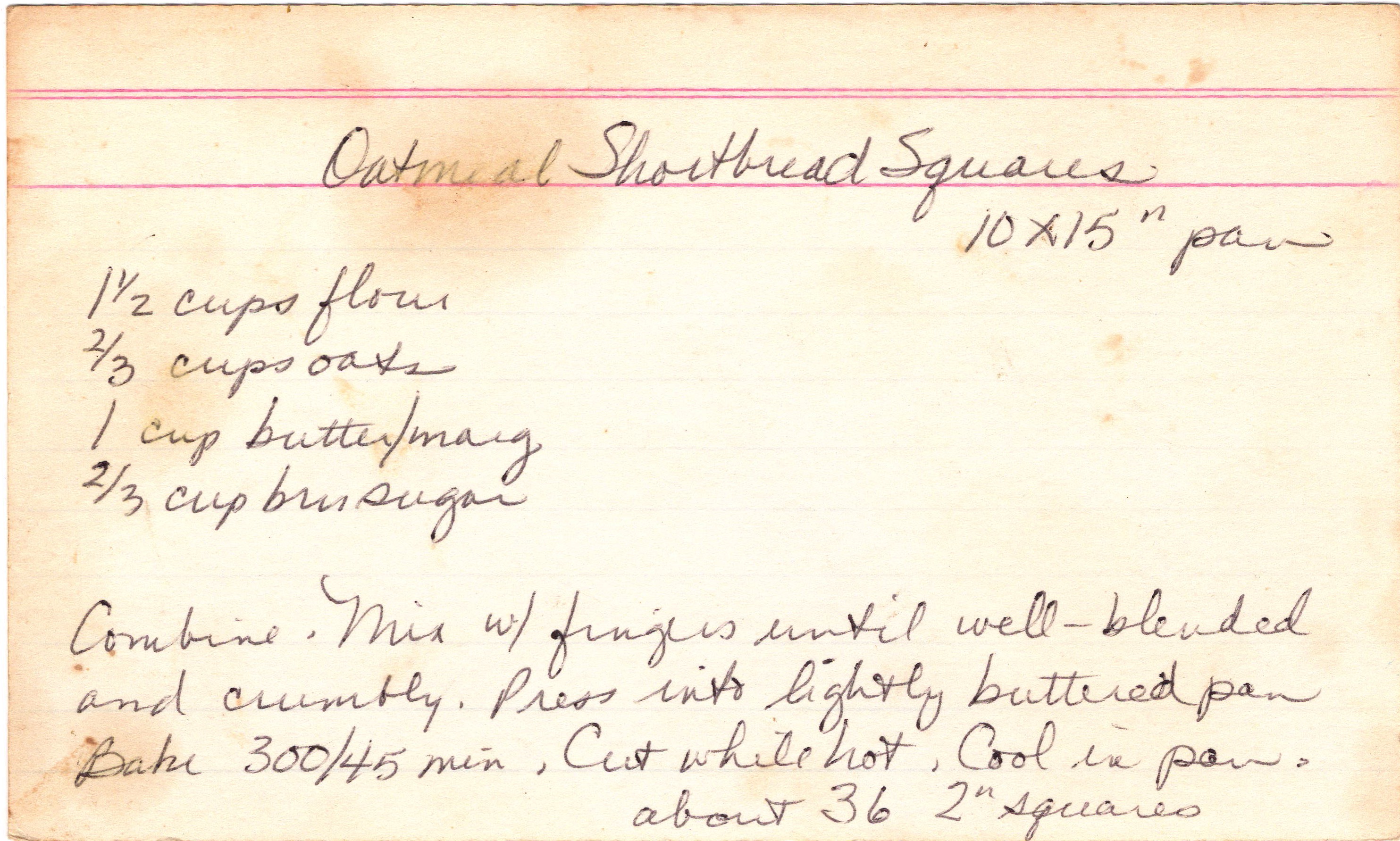 Oatmeal Shortbread Squares recipe card, image 1 of 1