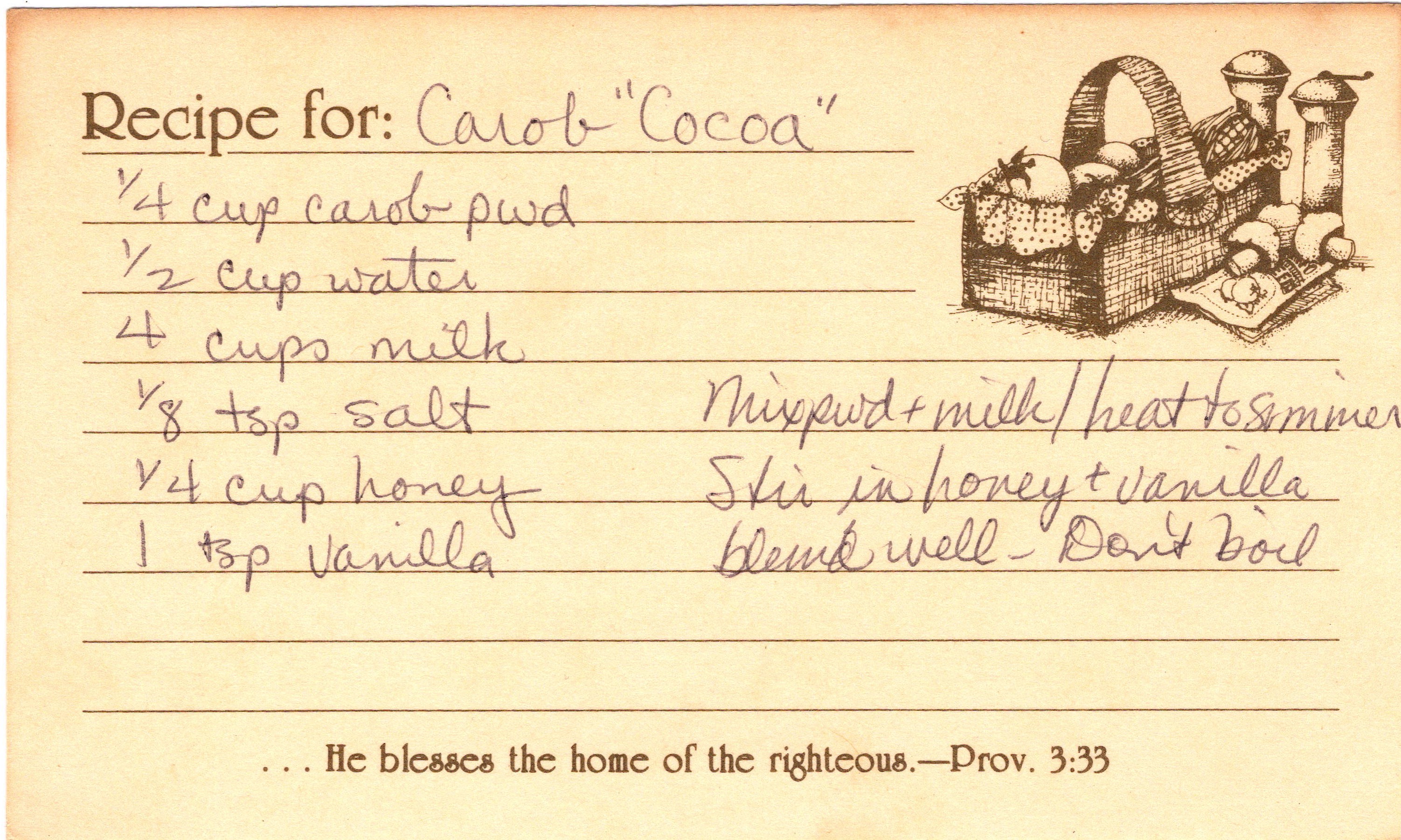 Carob “Cocoa” recipe card, image 1 of 1