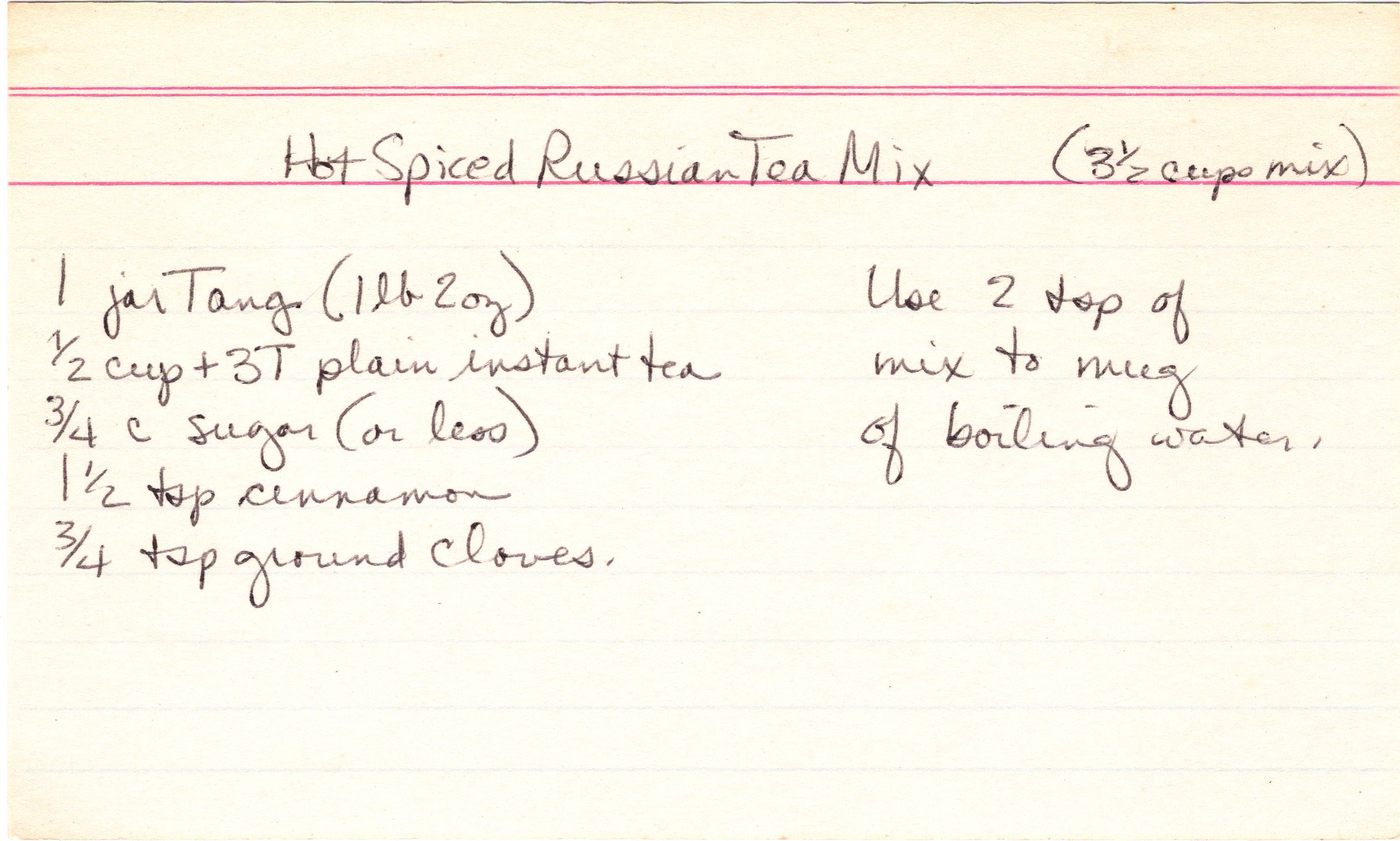 Hot Spiced Russian Tea Mix recipe card, image 1 of 1