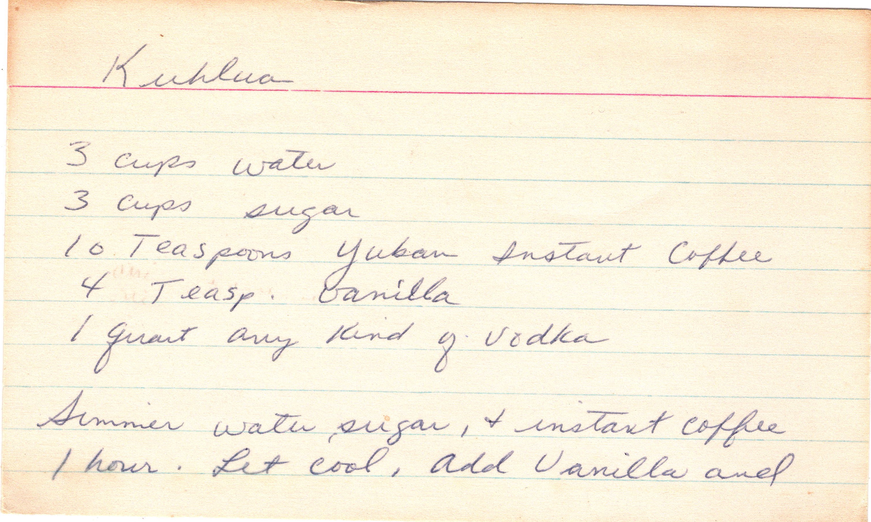 Imitation Kahlúa recipe card, image 1 of 2