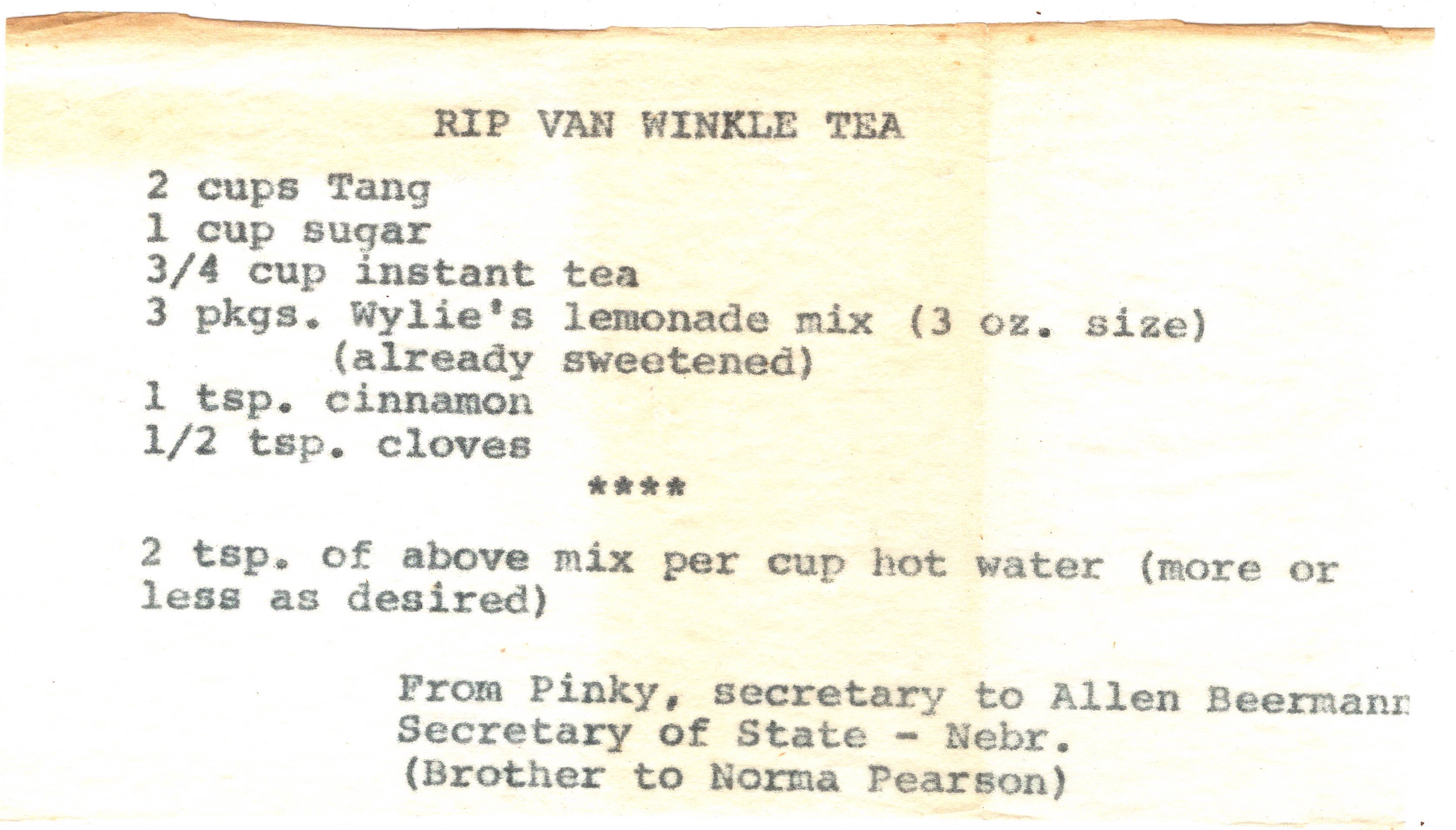 Rip Van Winkle Tea recipe card, image 1 of 1