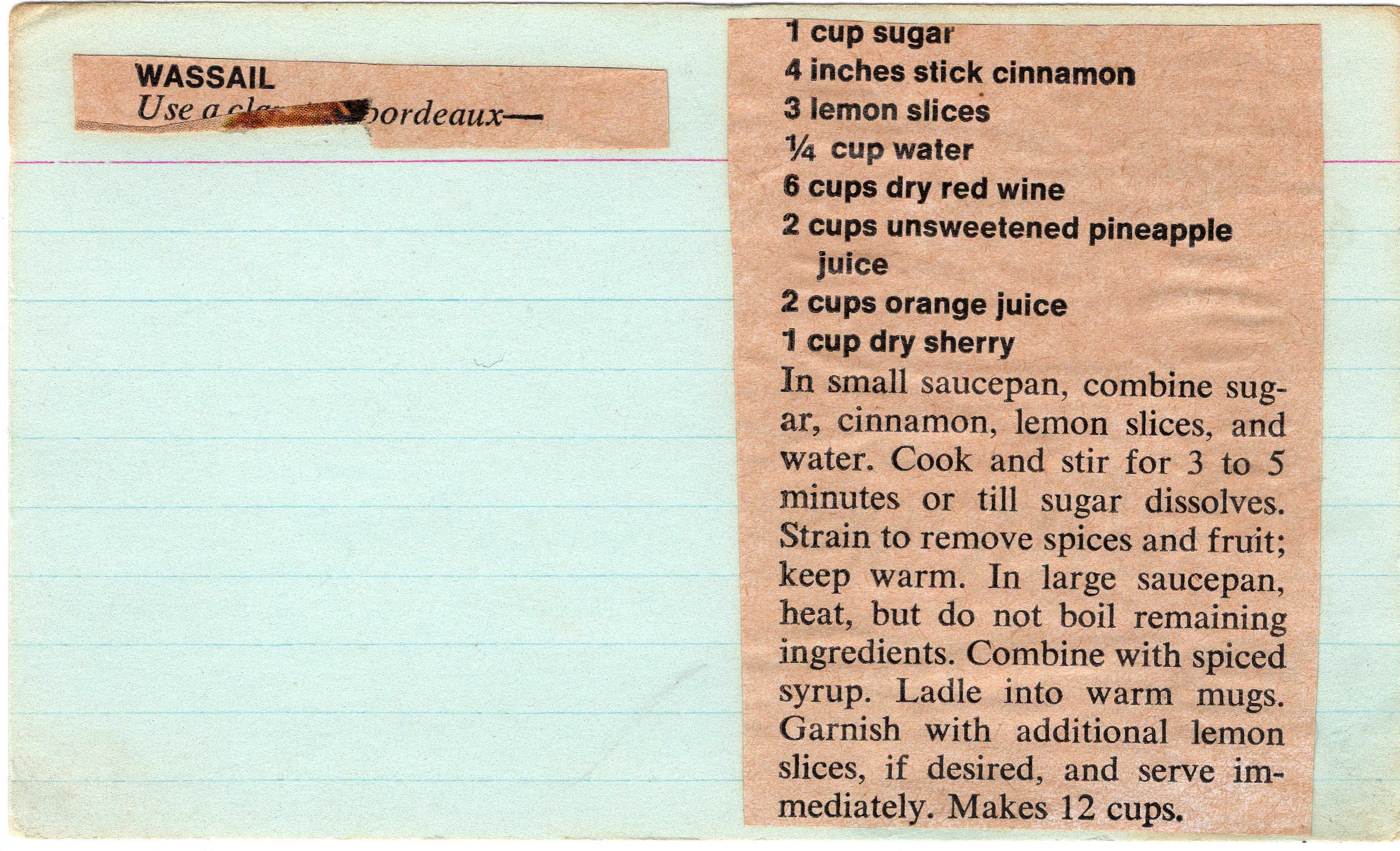 Wassail recipe card, image 1 of 1