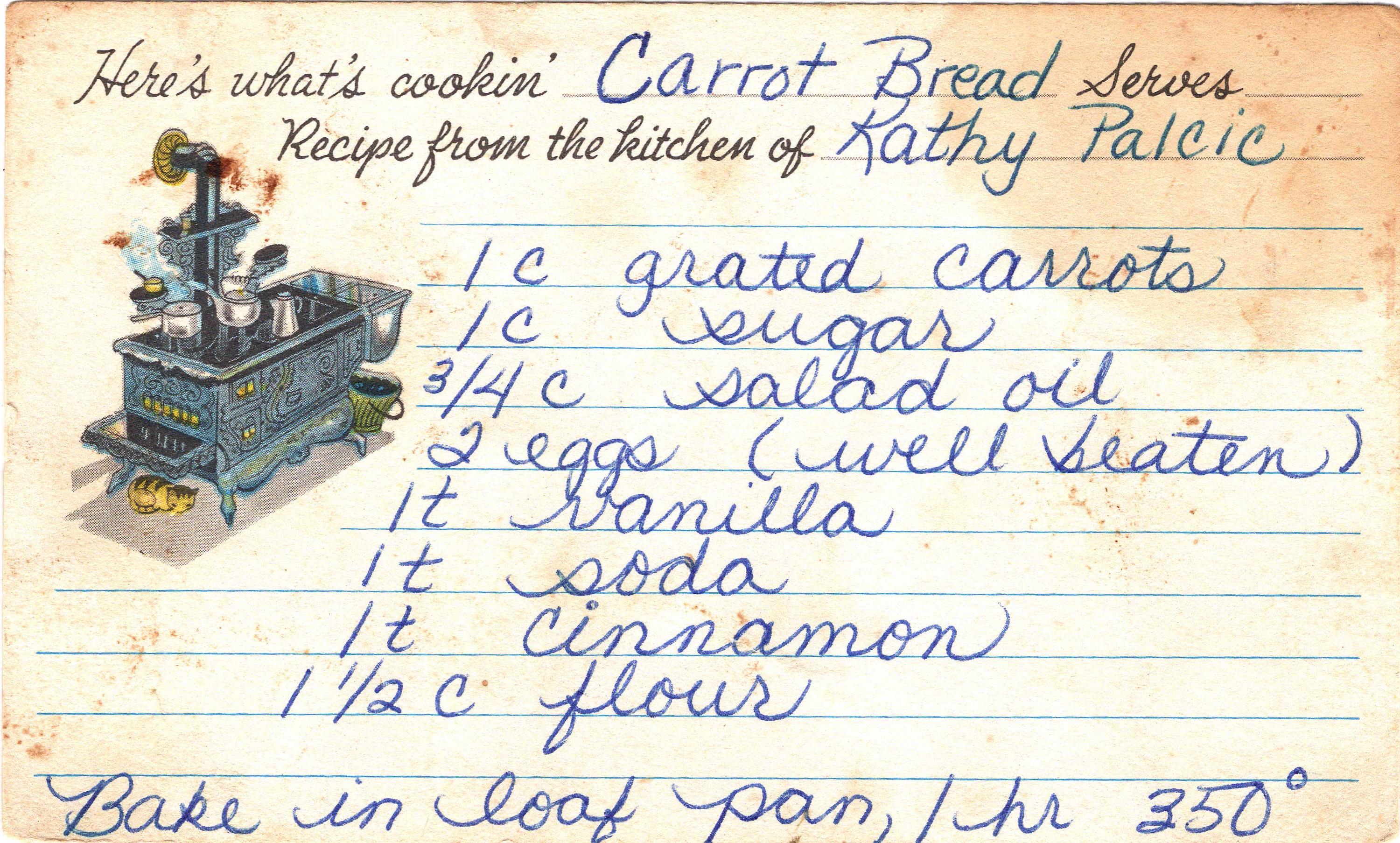 Kathy's Carrot Bread recipe card, image 1 of 1