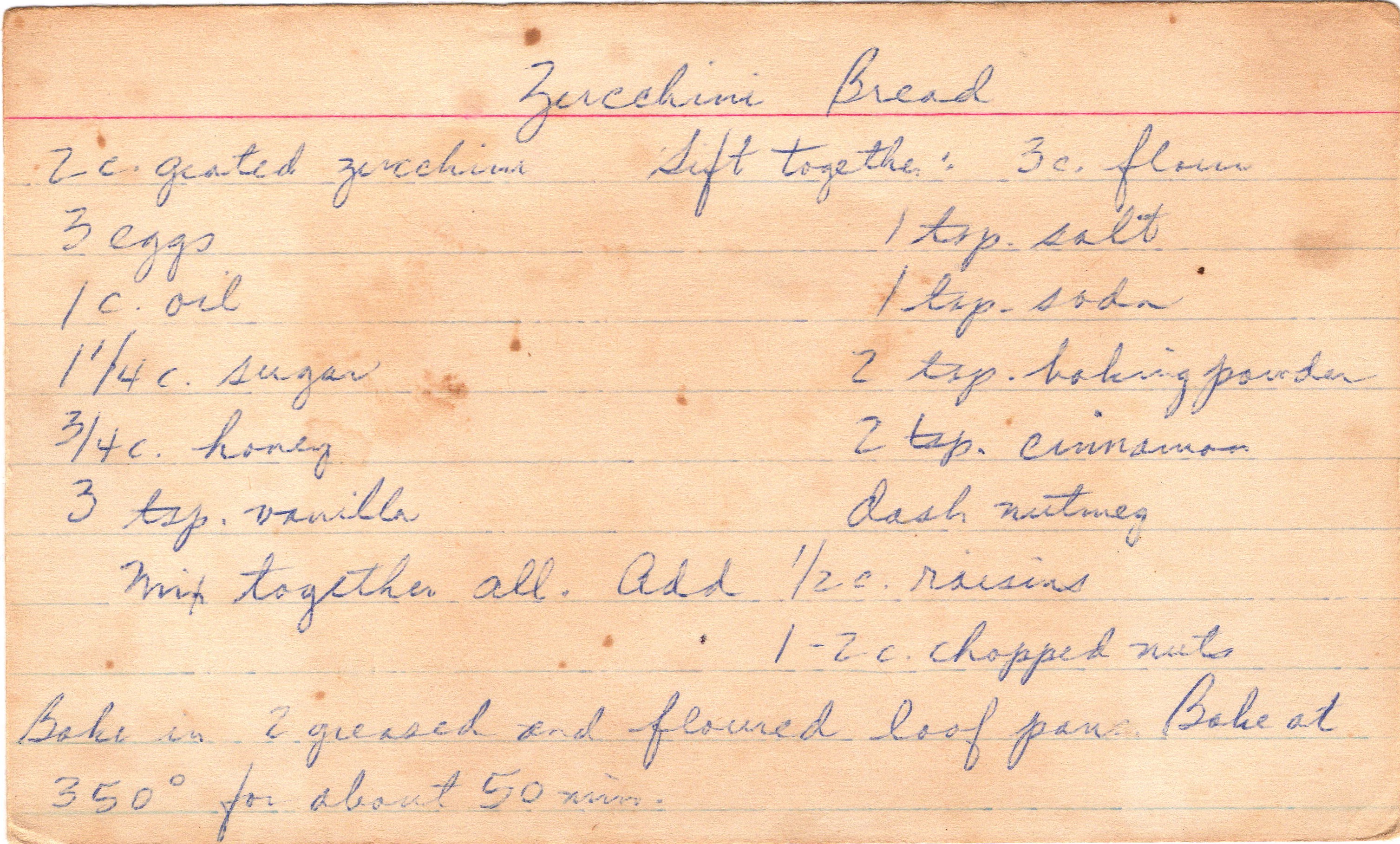 Zucchini Bread recipe card, image 1 of 1