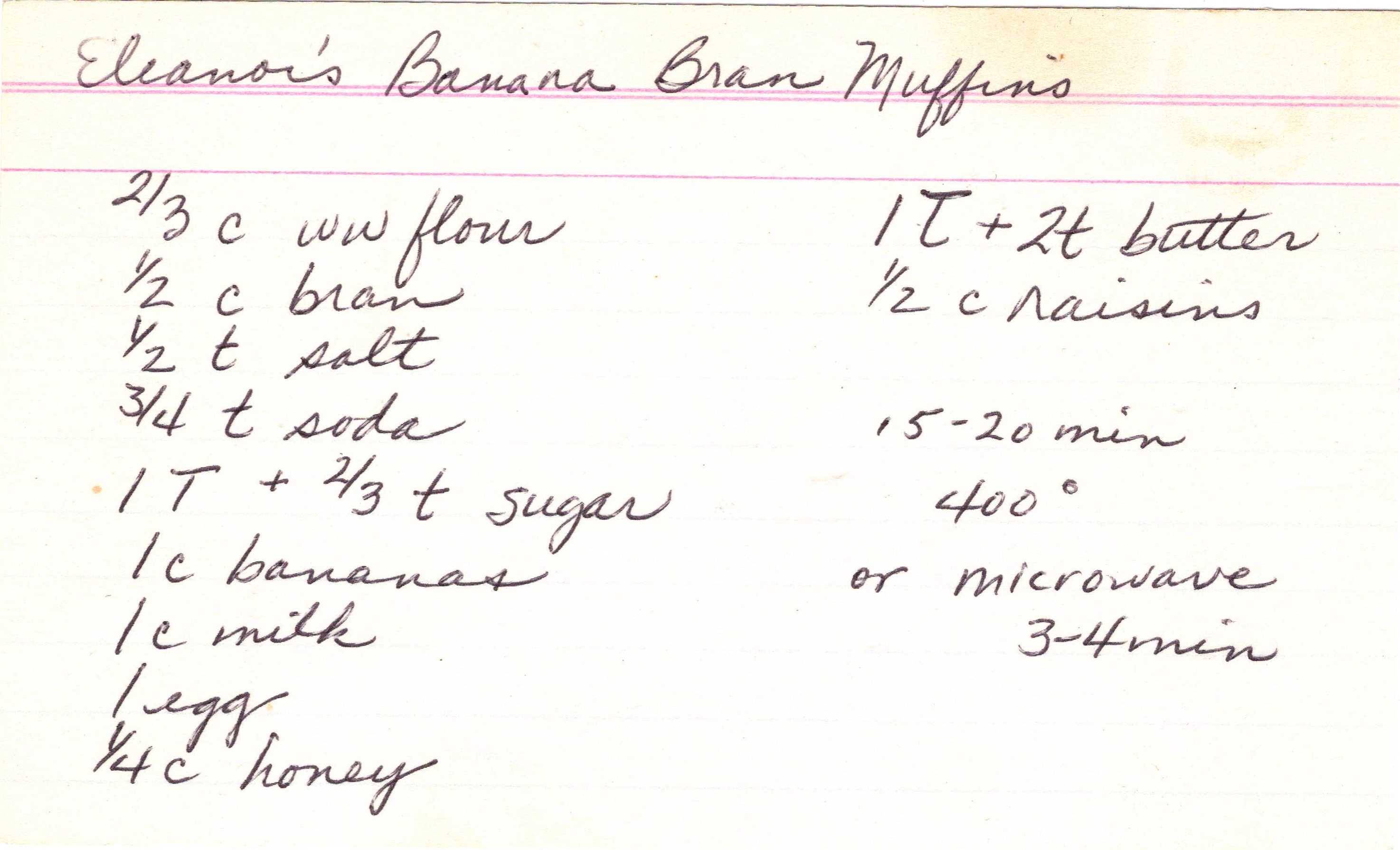 Eleanor's Banana Bran Muffins recipe card, image 1 of 1