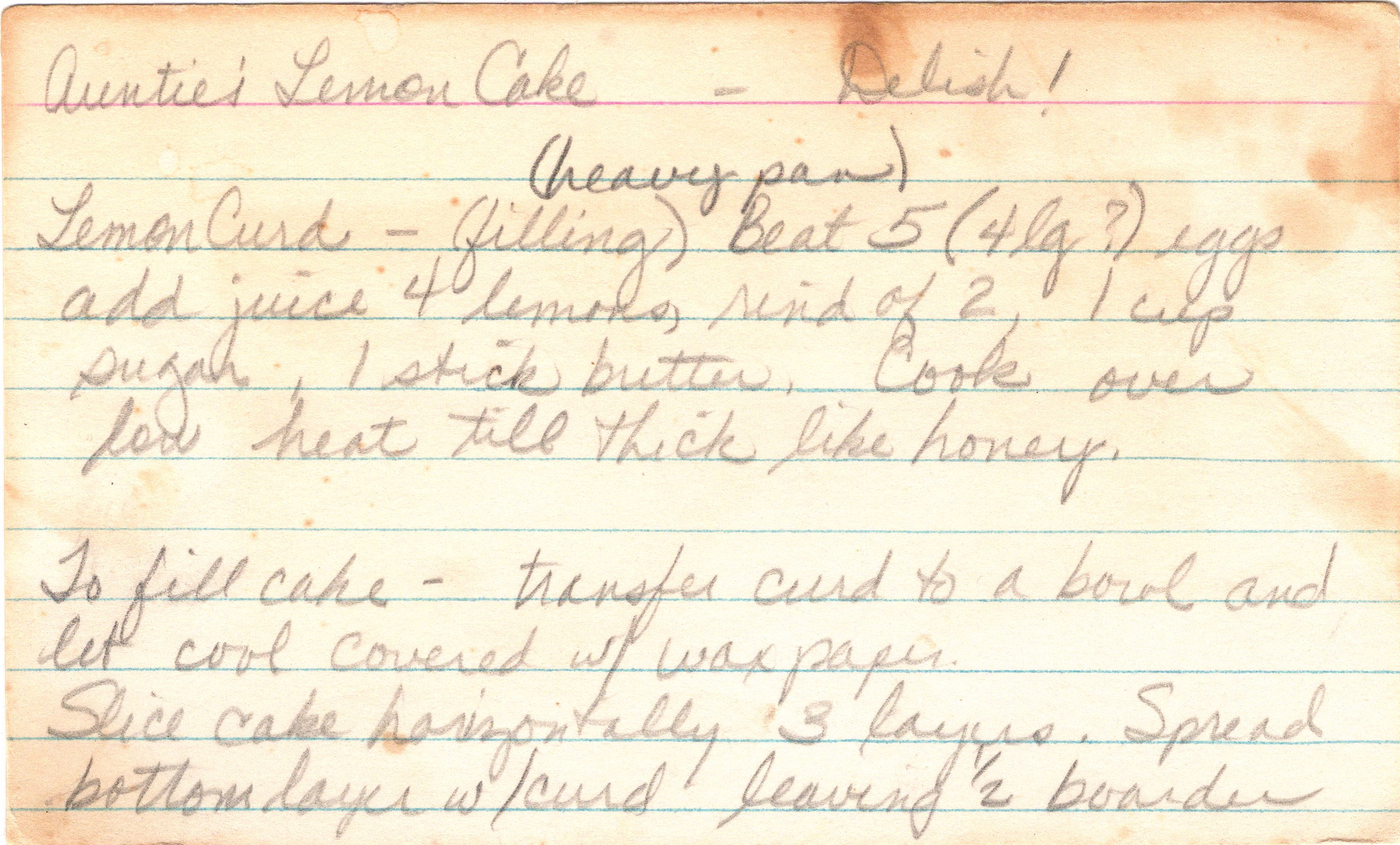 Auntie’s Lemon Cake recipe card, image 1 of 2
