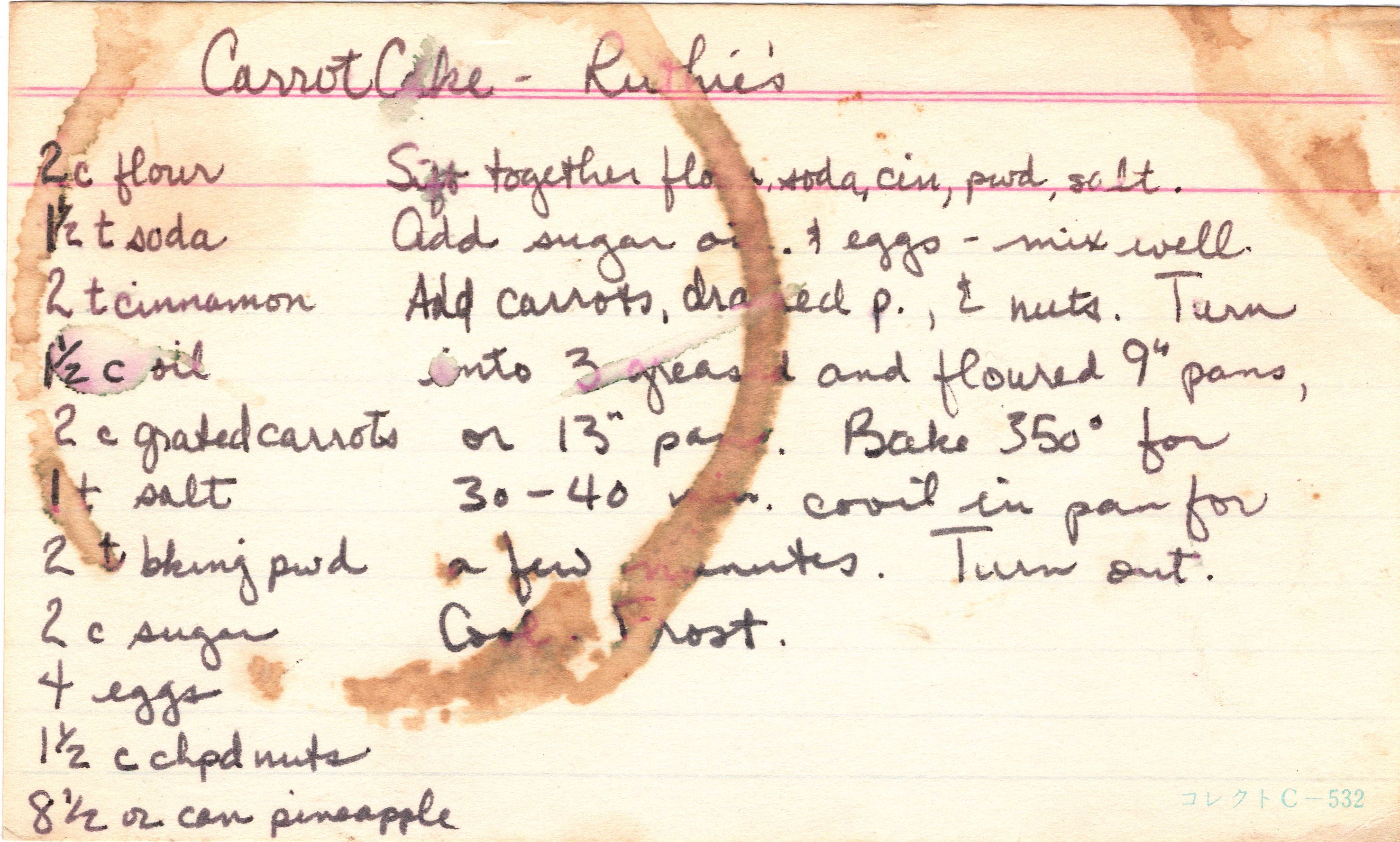 Ruthie’s Carrot Cake recipe card, image 1 of 1