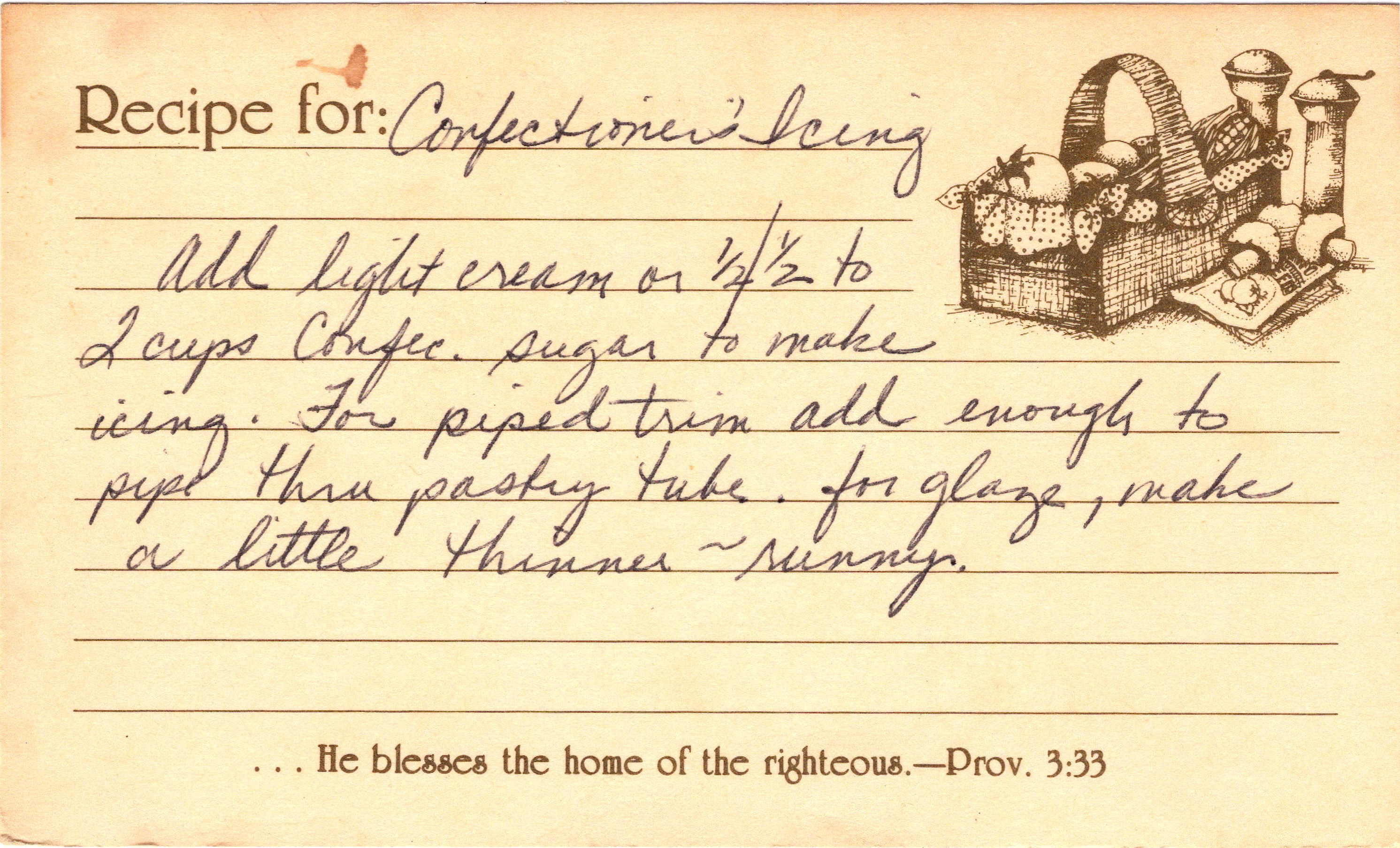 Confectioner’s Icing recipe card, image 1 of 1