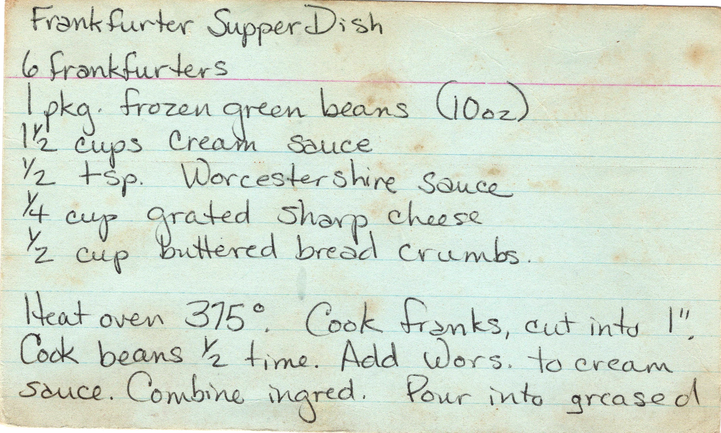 Frankfurter Supper Dish recipe card, image 1 of 2