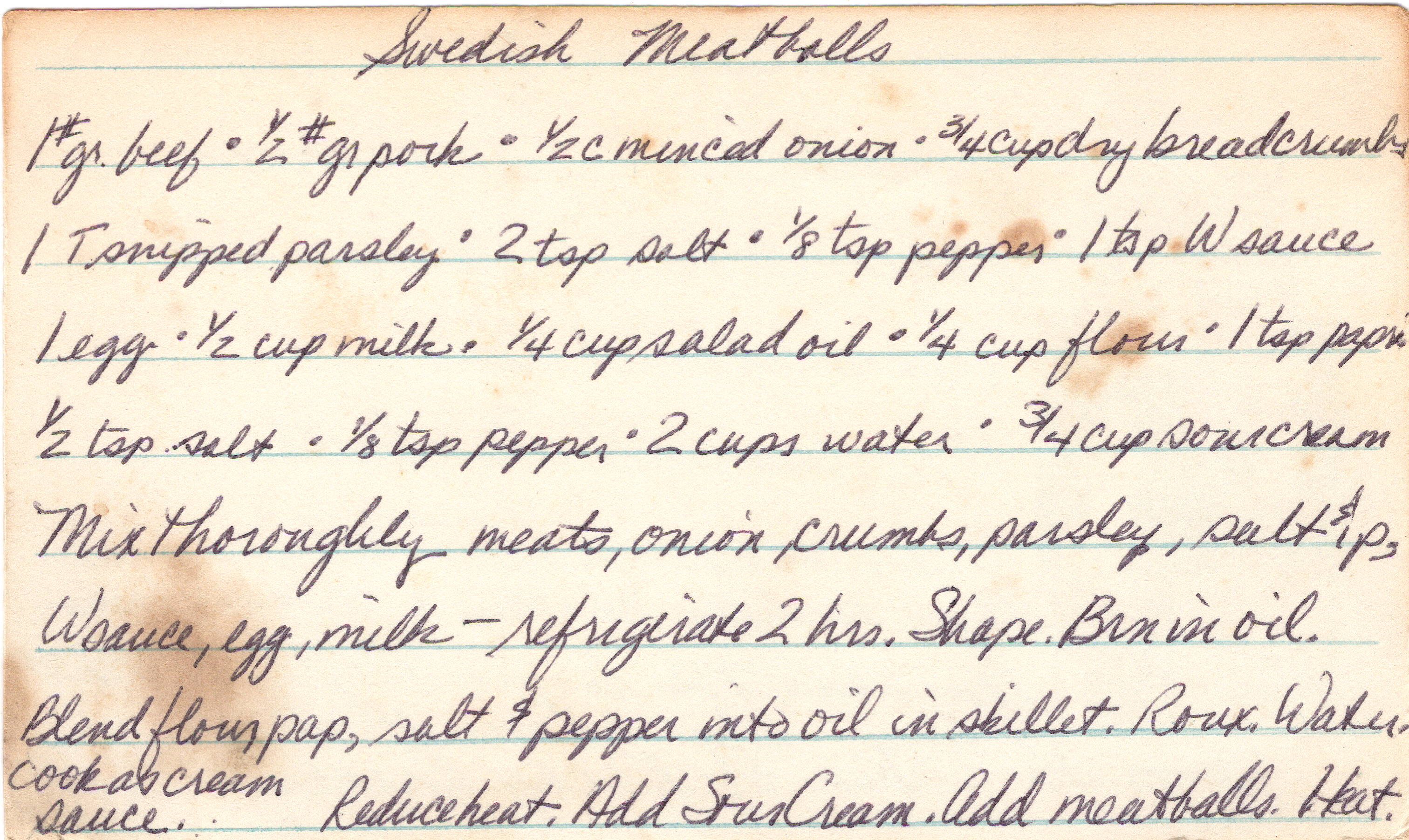 Swedish Meatballs recipe card, image 1 of 1