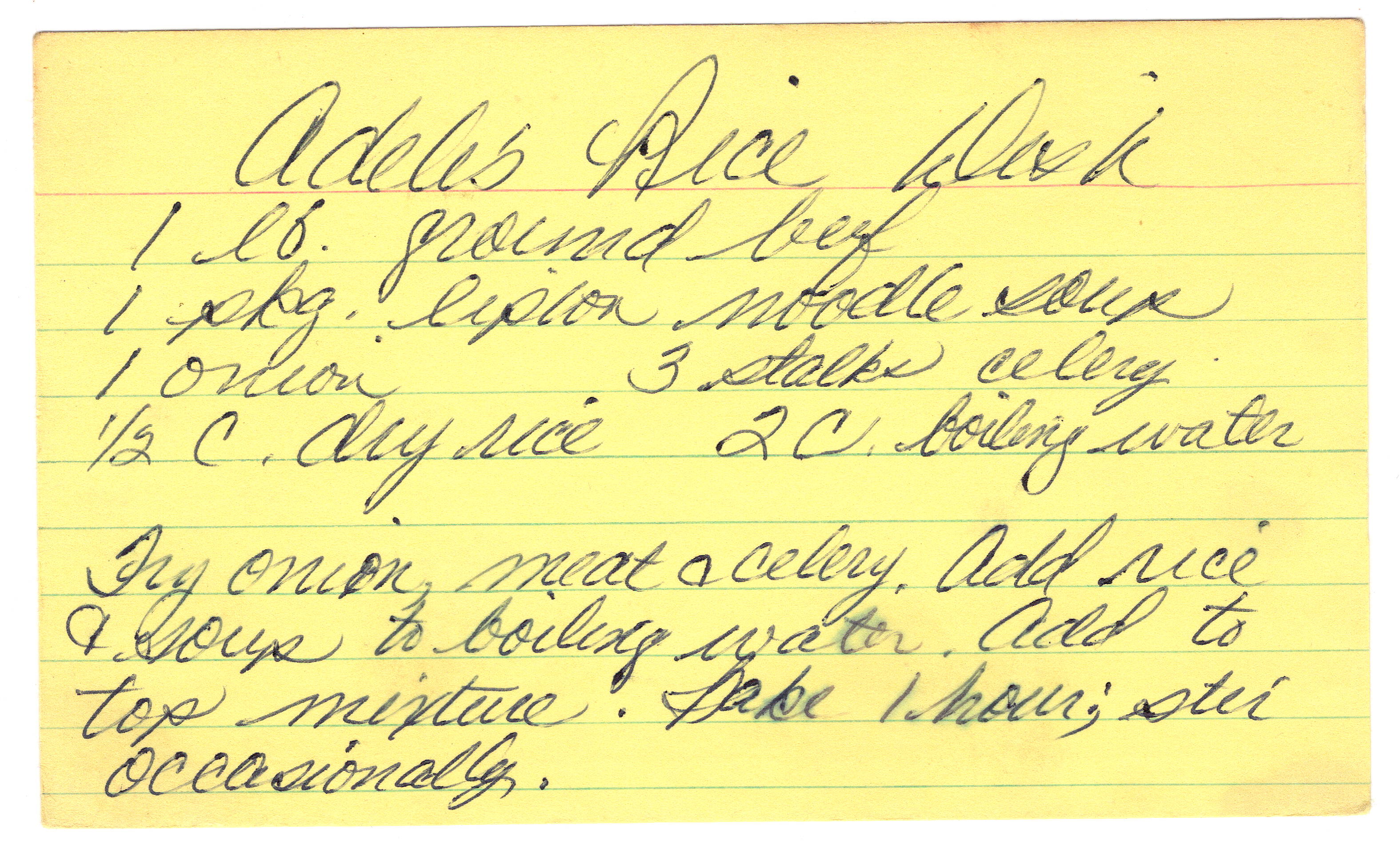 Adele’s Rice Dish recipe card, image 1 of 1