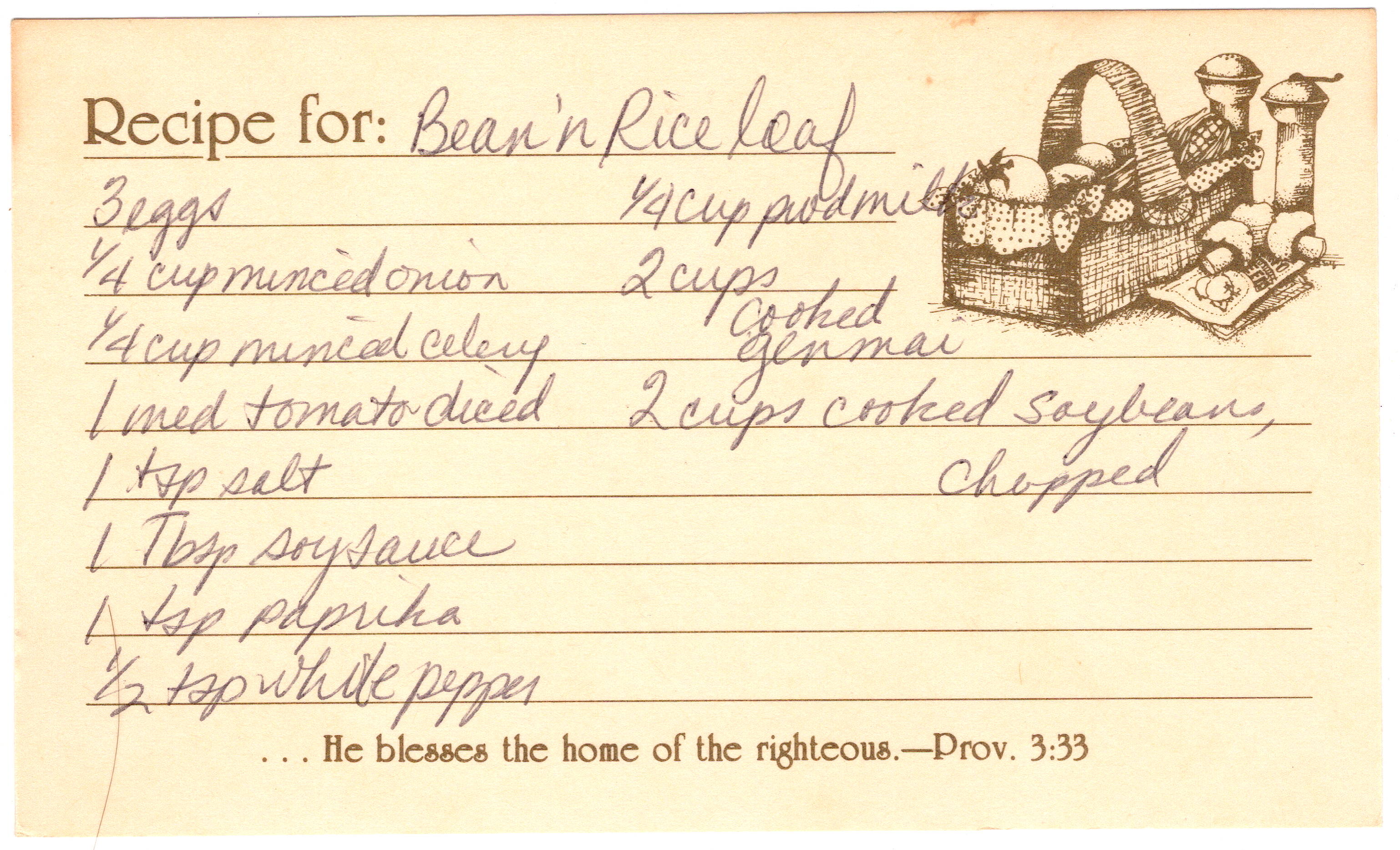Bean ’n Rice Loaf recipe card, image 1 of 2