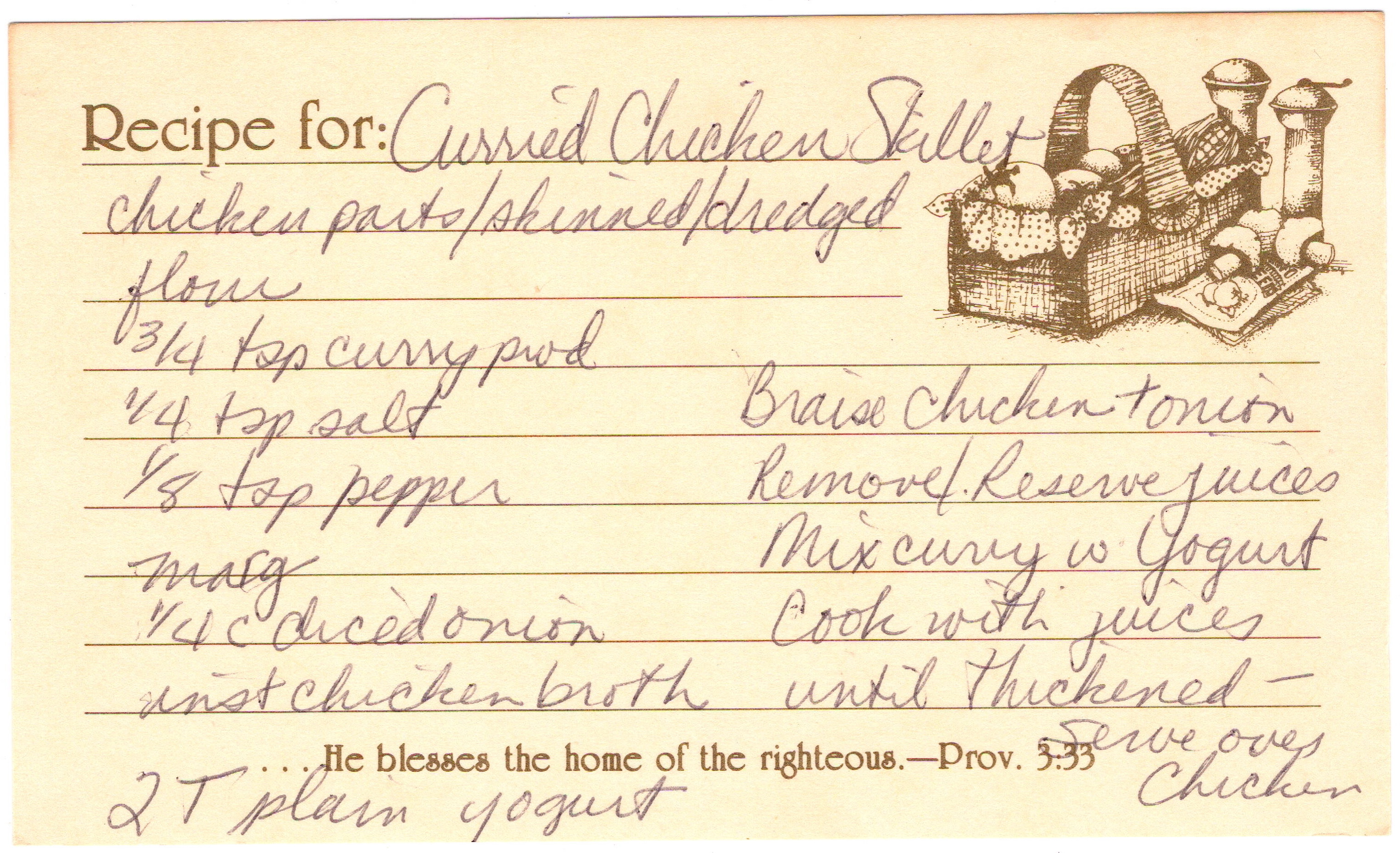 Curried Chicken Skillet recipe card, image 1 of 1
