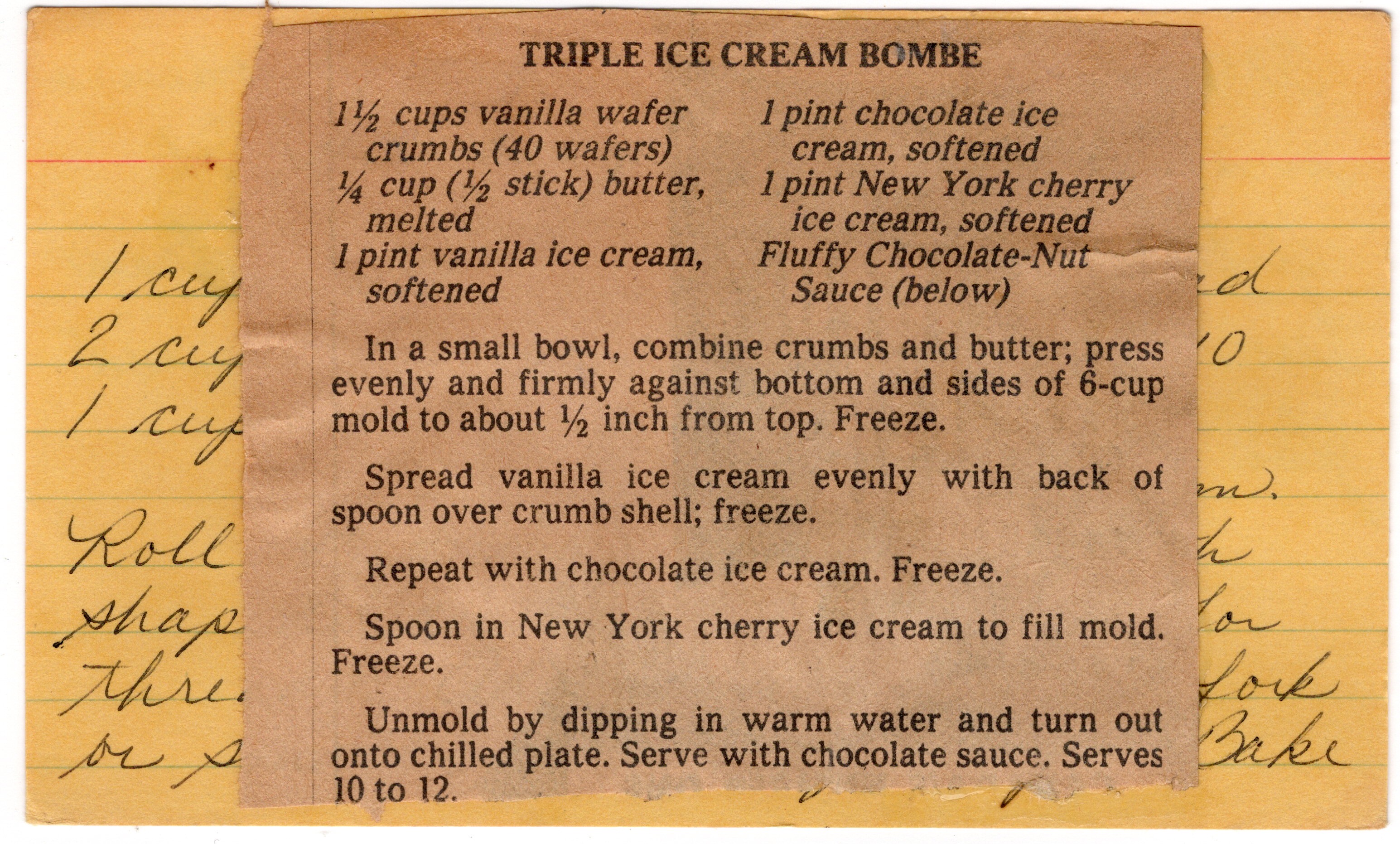 Triple Ice Cream Bombe with Fluffy Chocolate-Nut Sauce recipe card, image 1 of 2