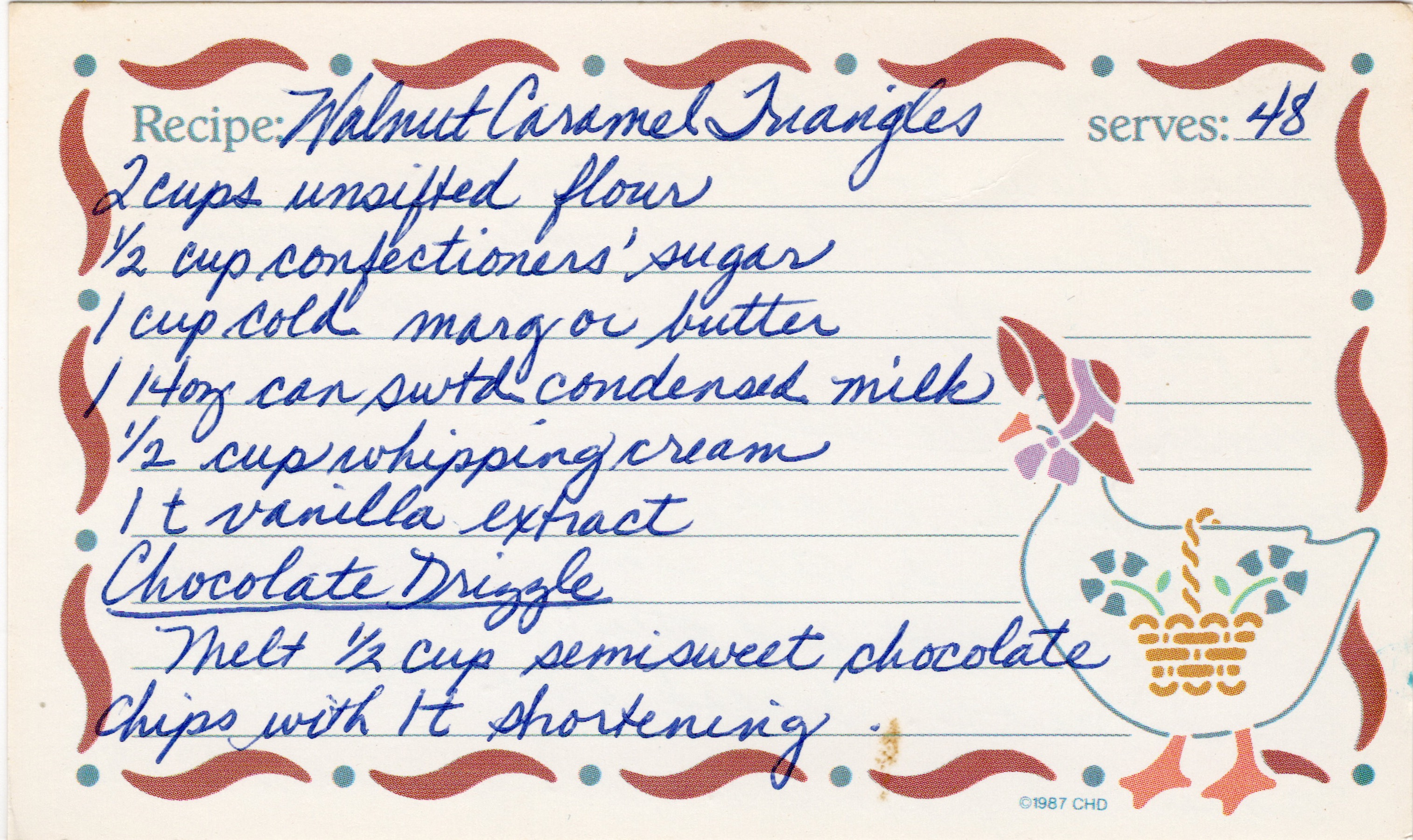 Walnut Caramel Triangles recipe card, image 1 of 2