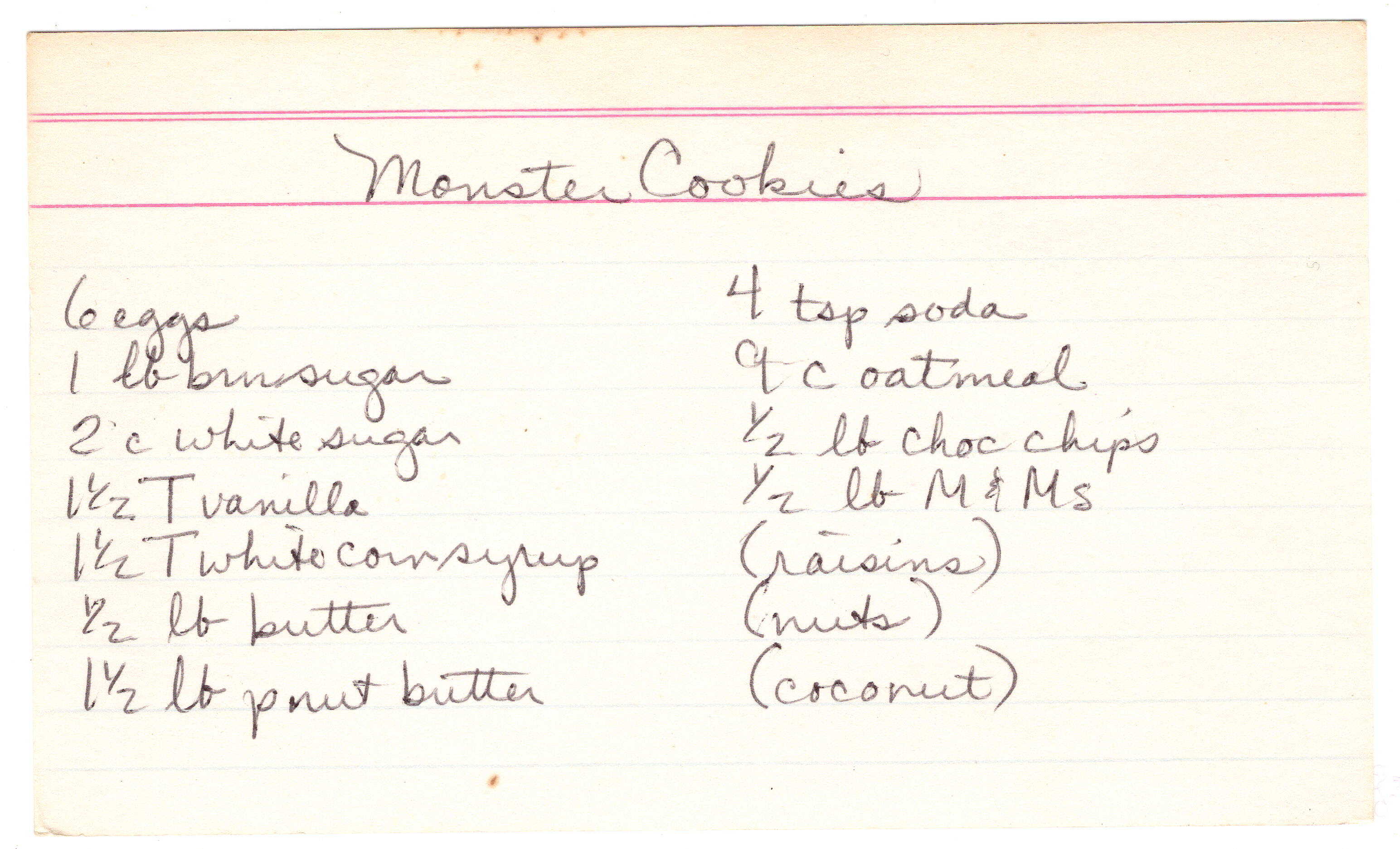 Monster Cookies recipe card, image 1 of 2