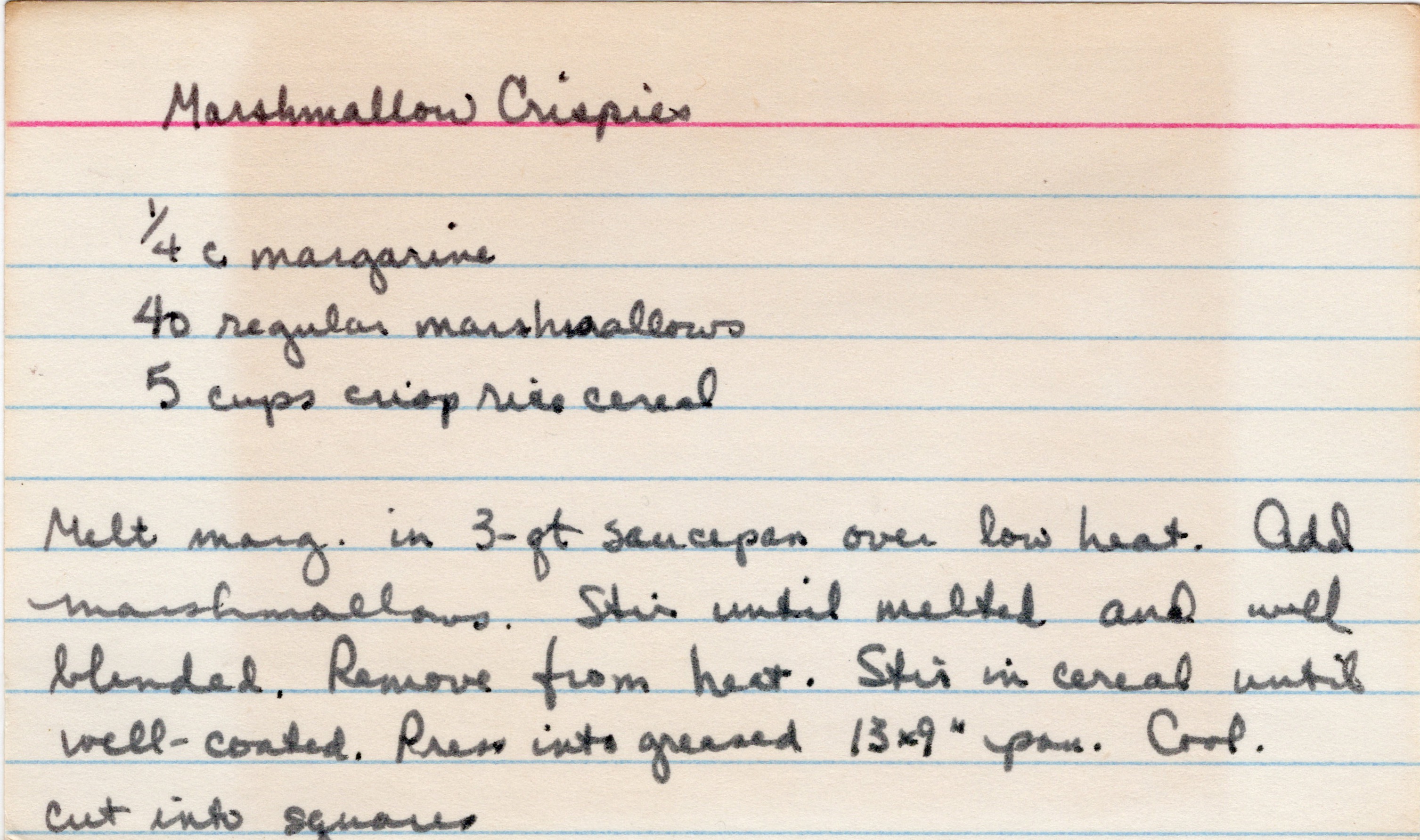 Marshmallow Crispies recipe card, image 1 of 1