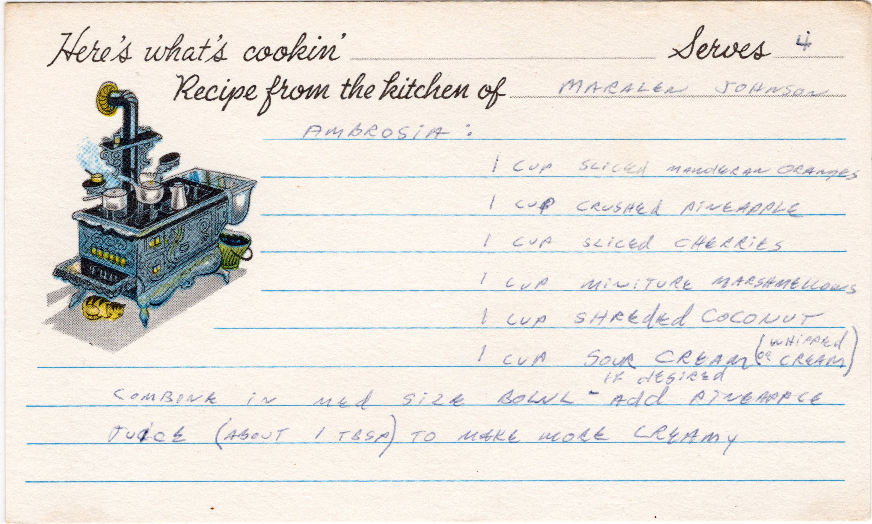 Ambrosia recipe card, image 1 of 1