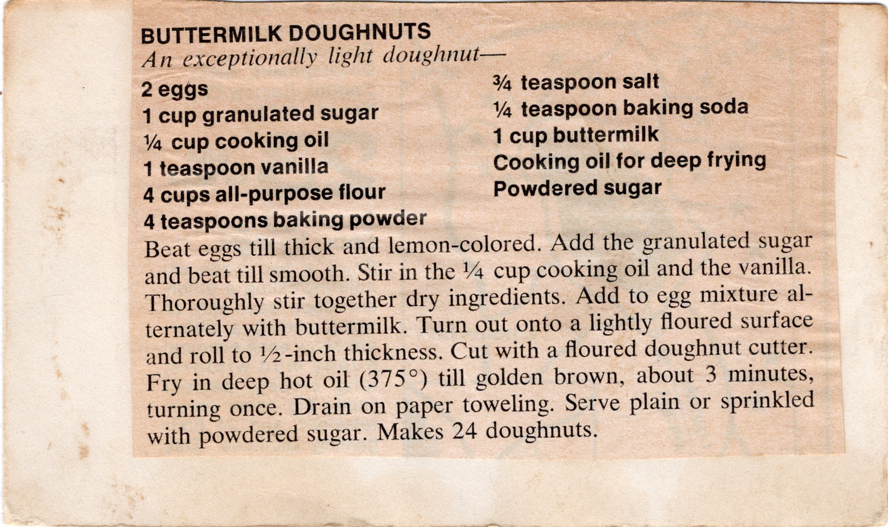 Buttermilk Doughnuts recipe card, image 1 of 2