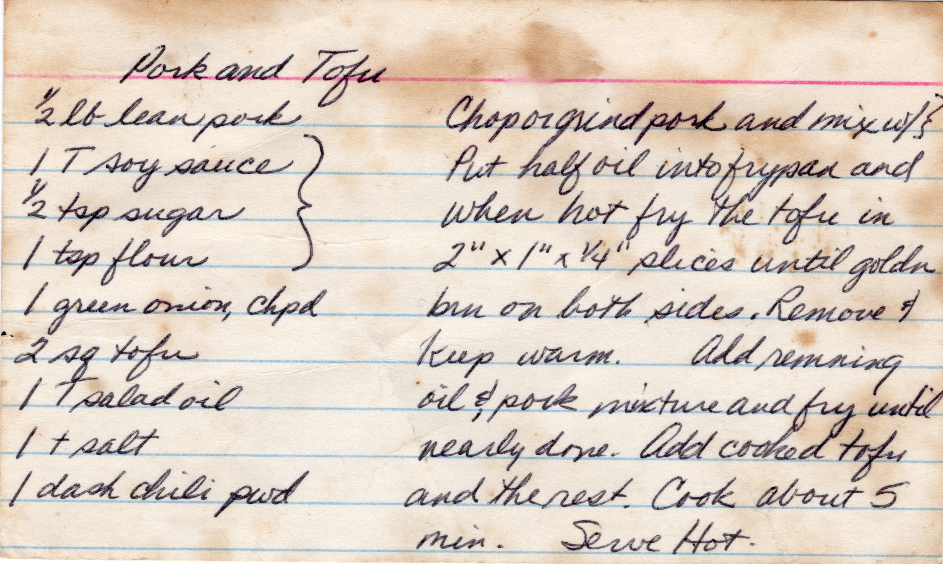 Pork and Tofu recipe card, image 1 of 1