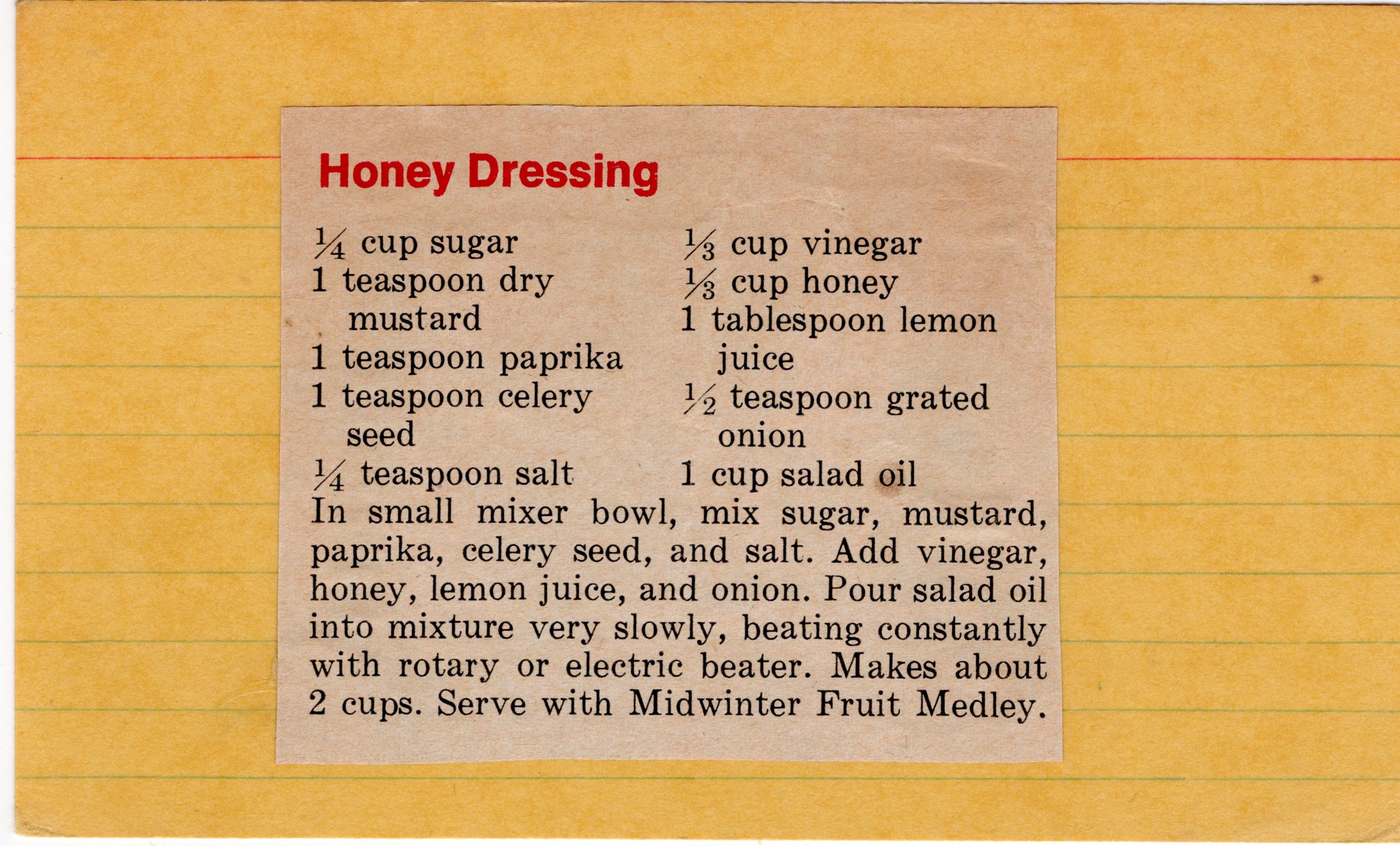 Midwinter Fruit Medley with Honey Dressing recipe card, image 1 of 2