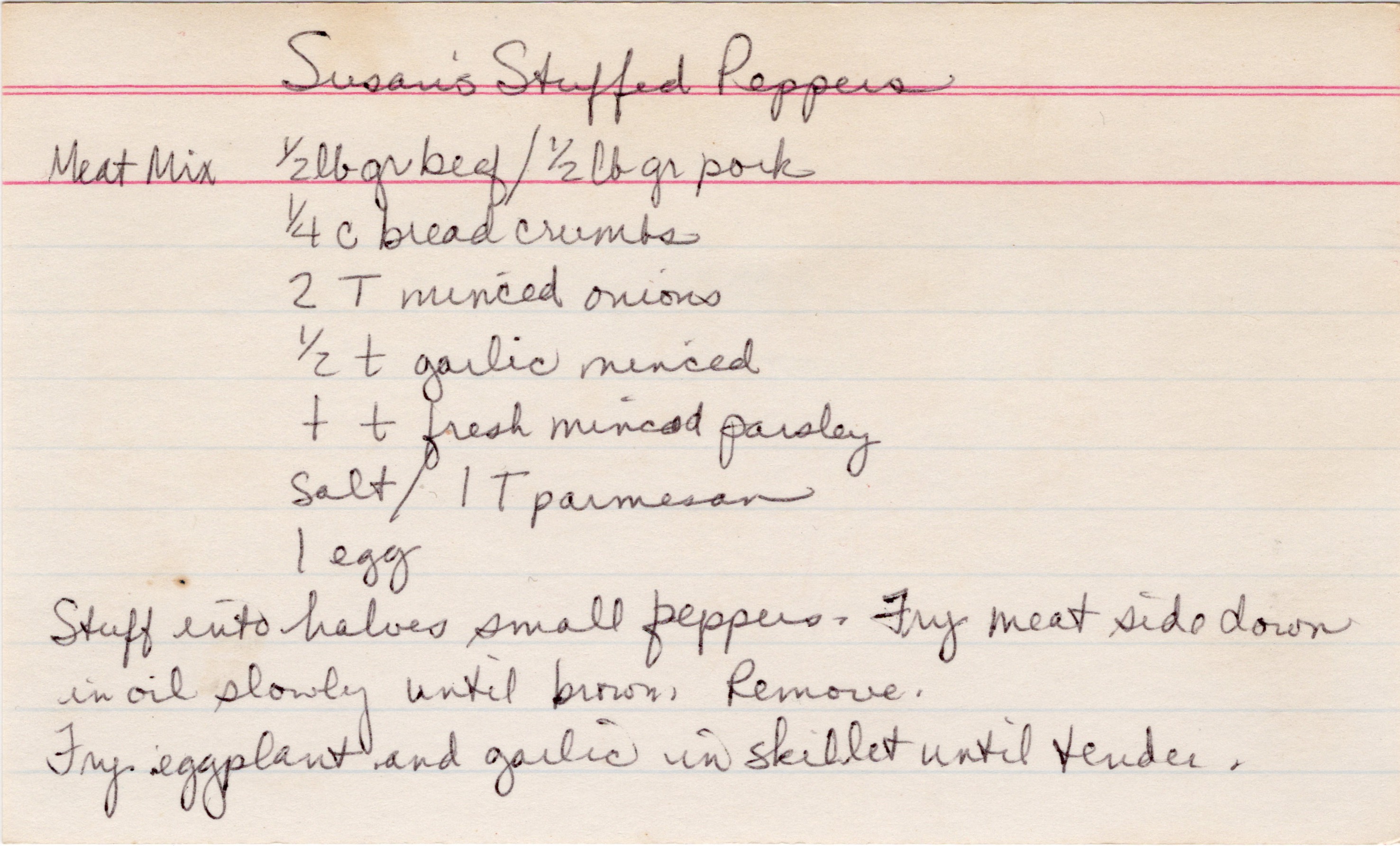 Susan's Stuffed Peppers recipe card, image 1 of 2