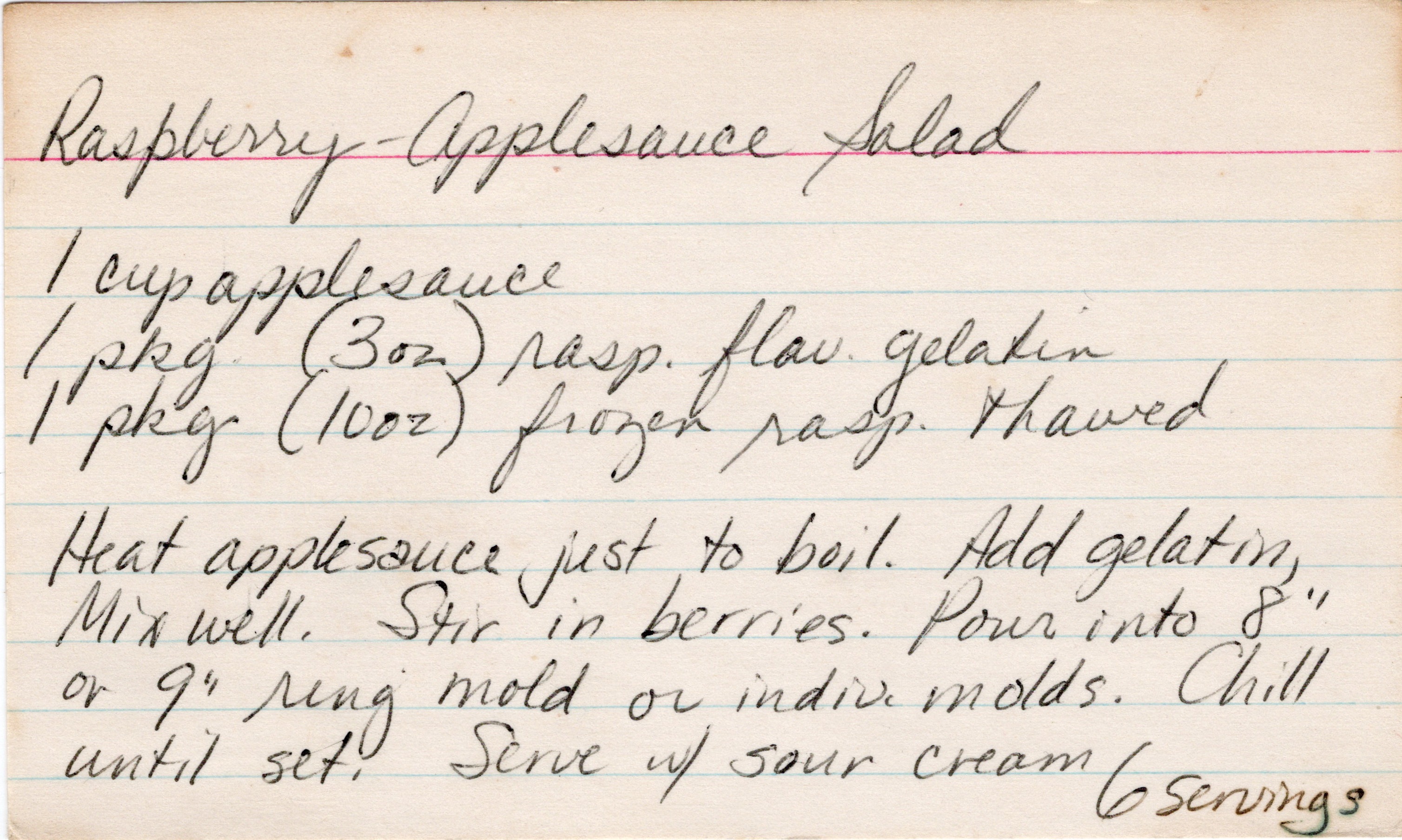 Raspberry-Applesauce Salad recipe card, image 1 of 1
