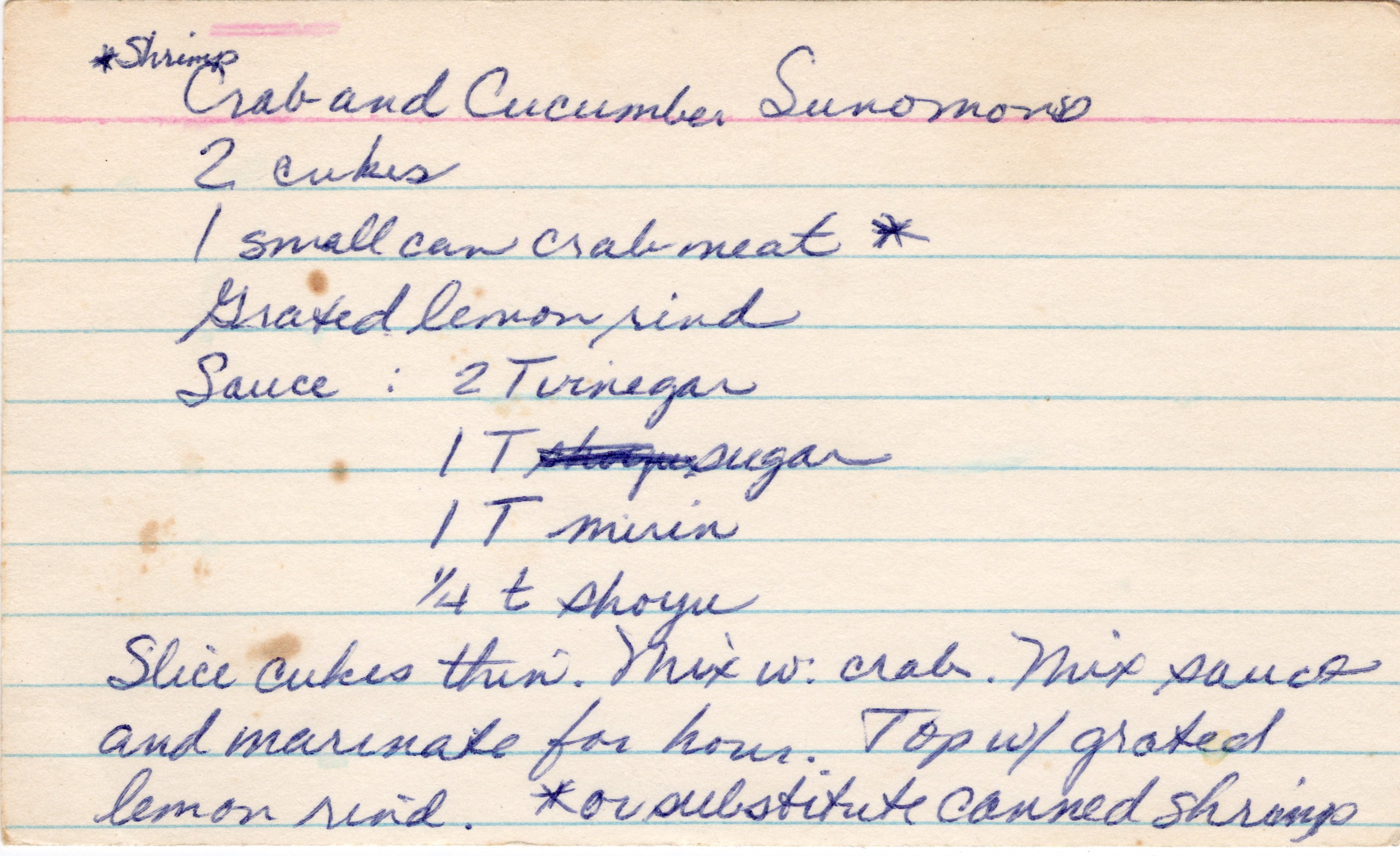 Crab or Shrimp and Cucumber Sunomono recipe card, image 1 of 1