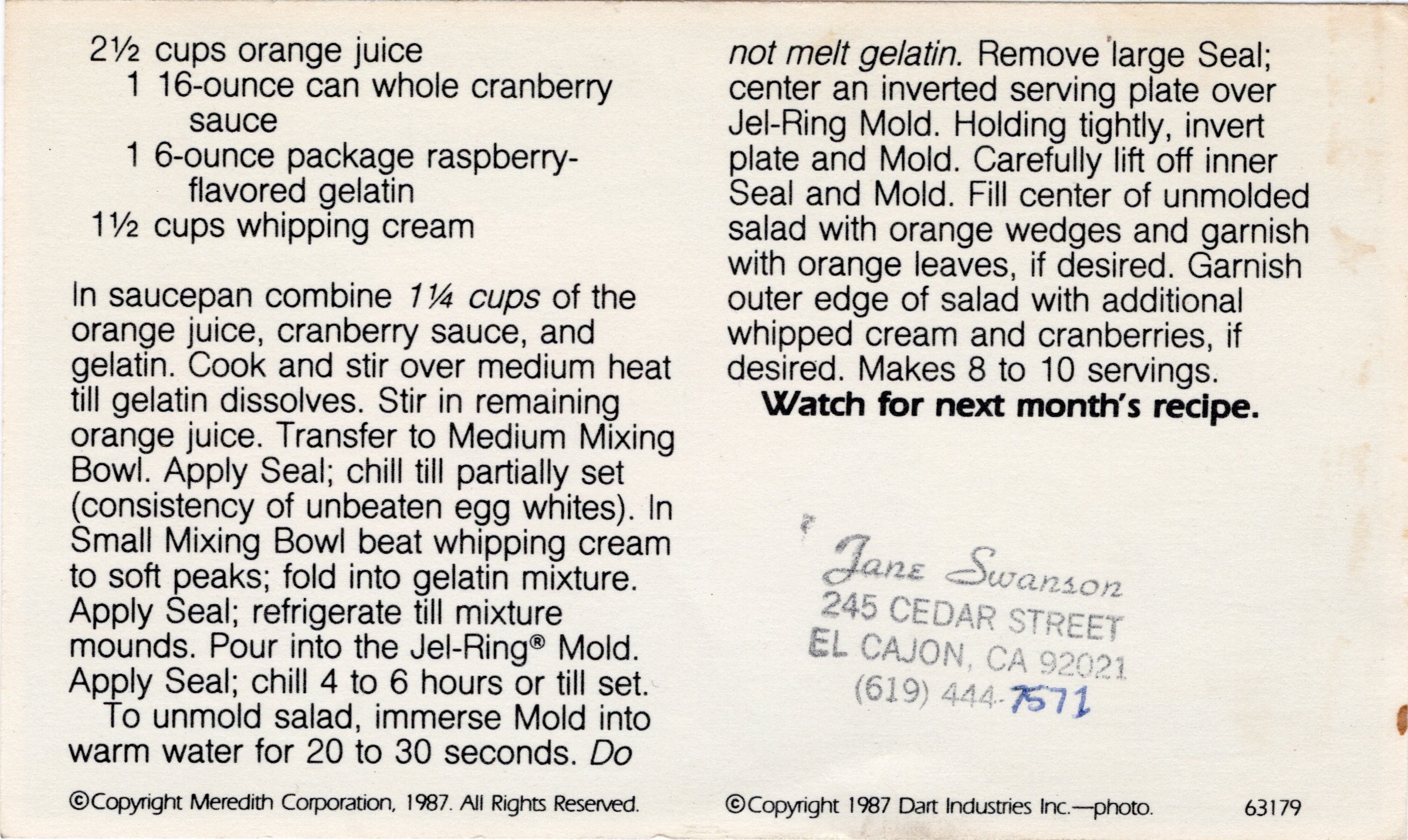 Cranberry Soufflé Salad recipe card, image 2 of 2