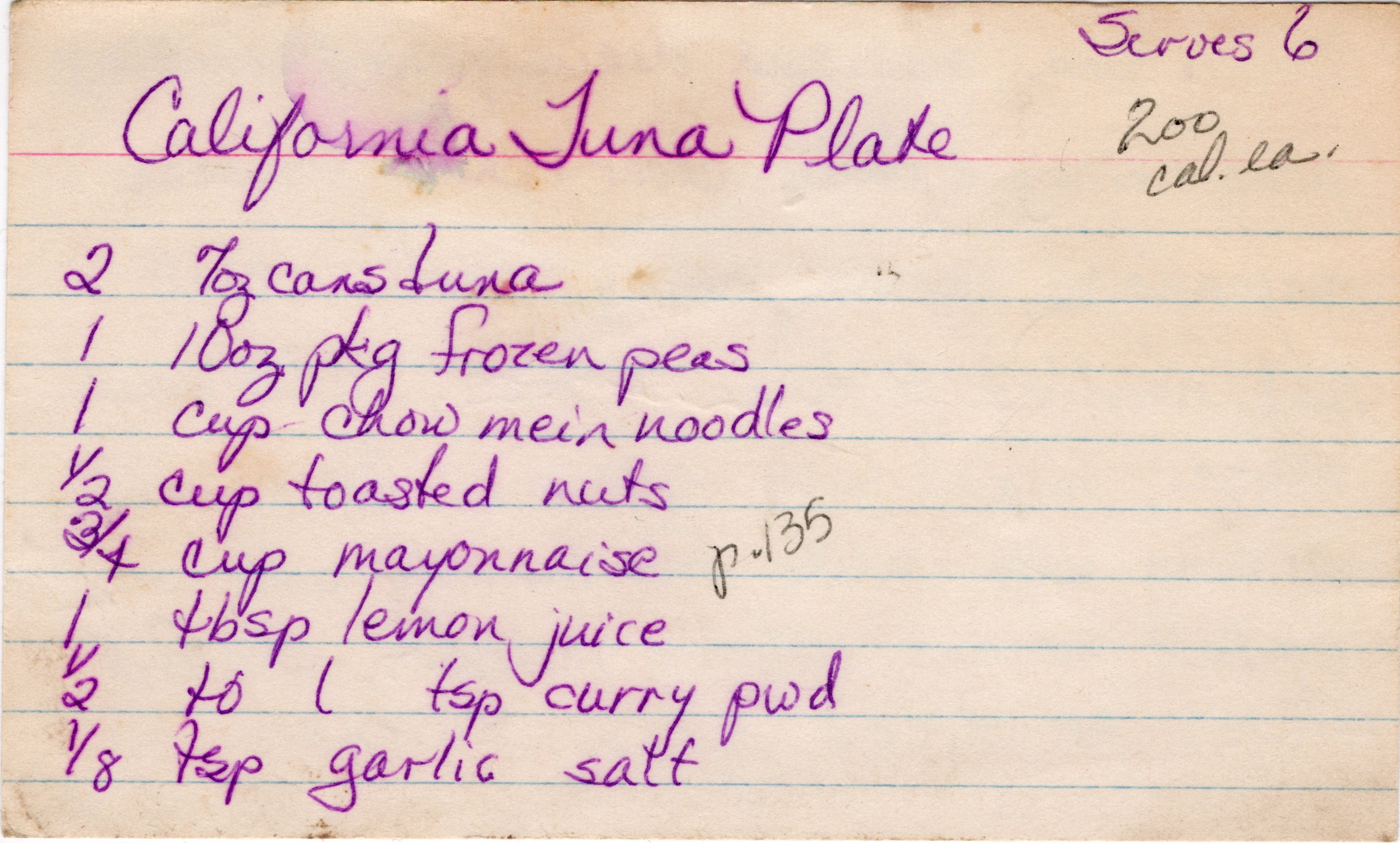 California Tuna Plate recipe card, image 1 of 2