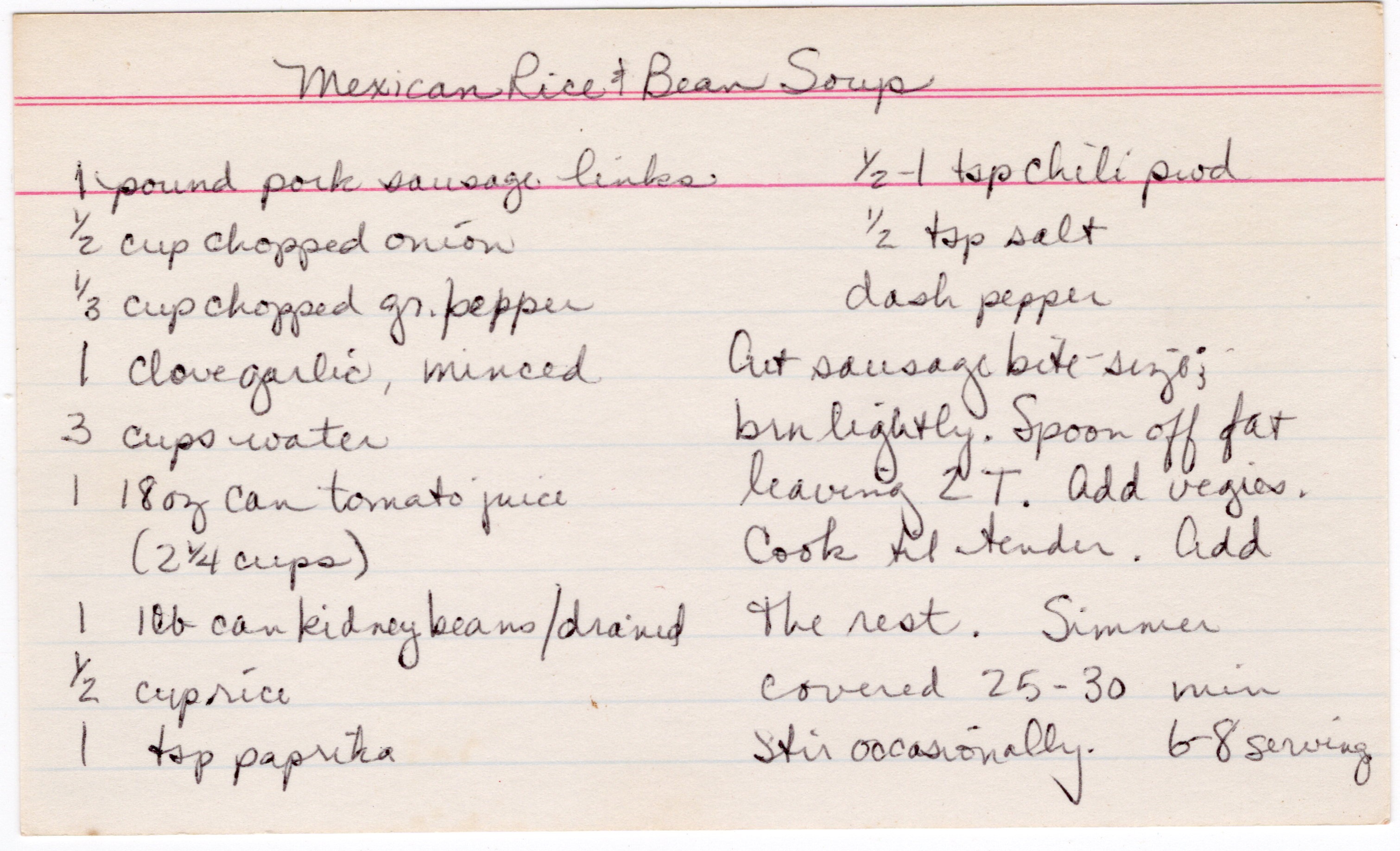 Mexican Rice and Bean Soup recipe card, image 1 of 1