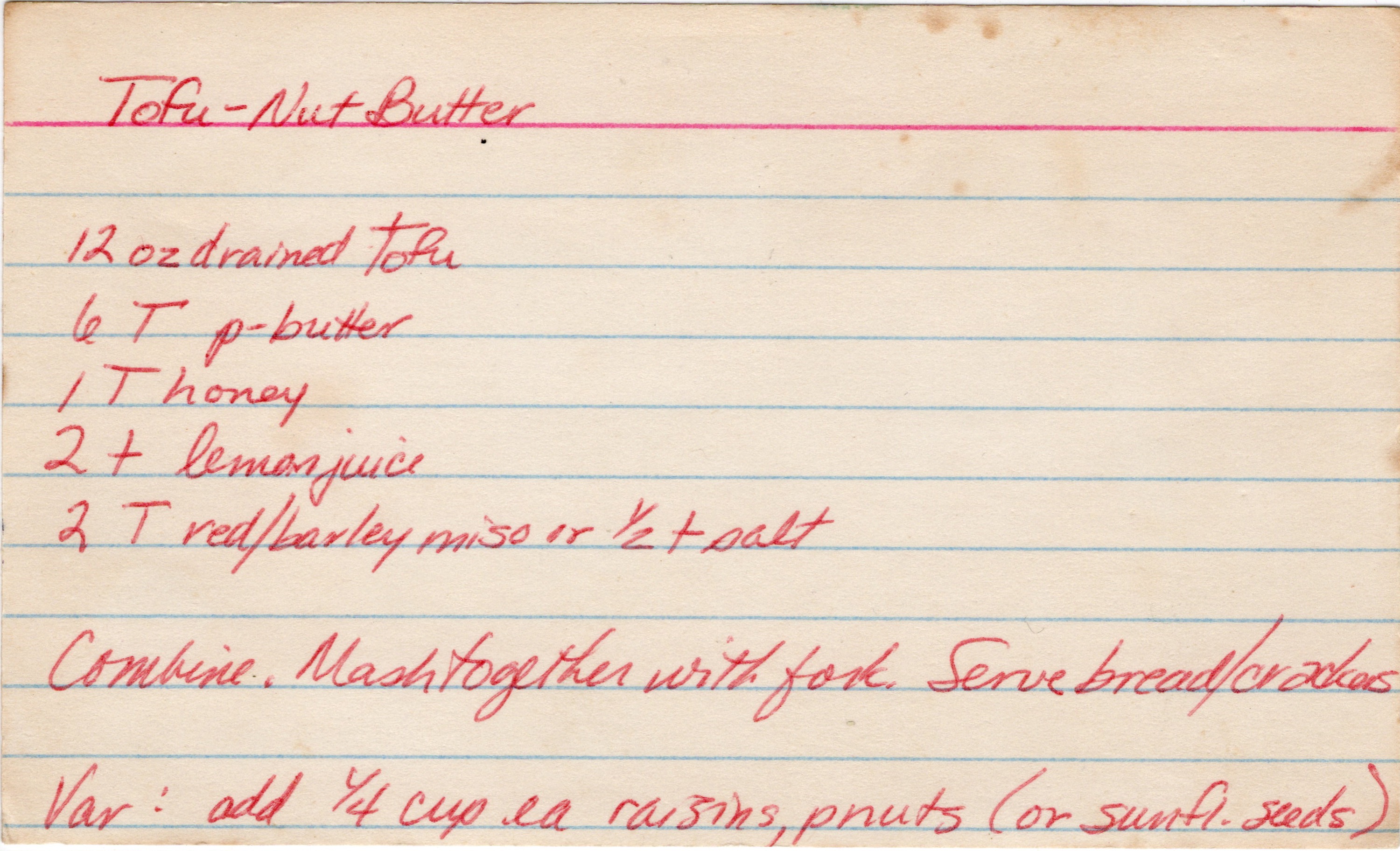 Tofu-Nut Butter recipe card, image 1 of 1