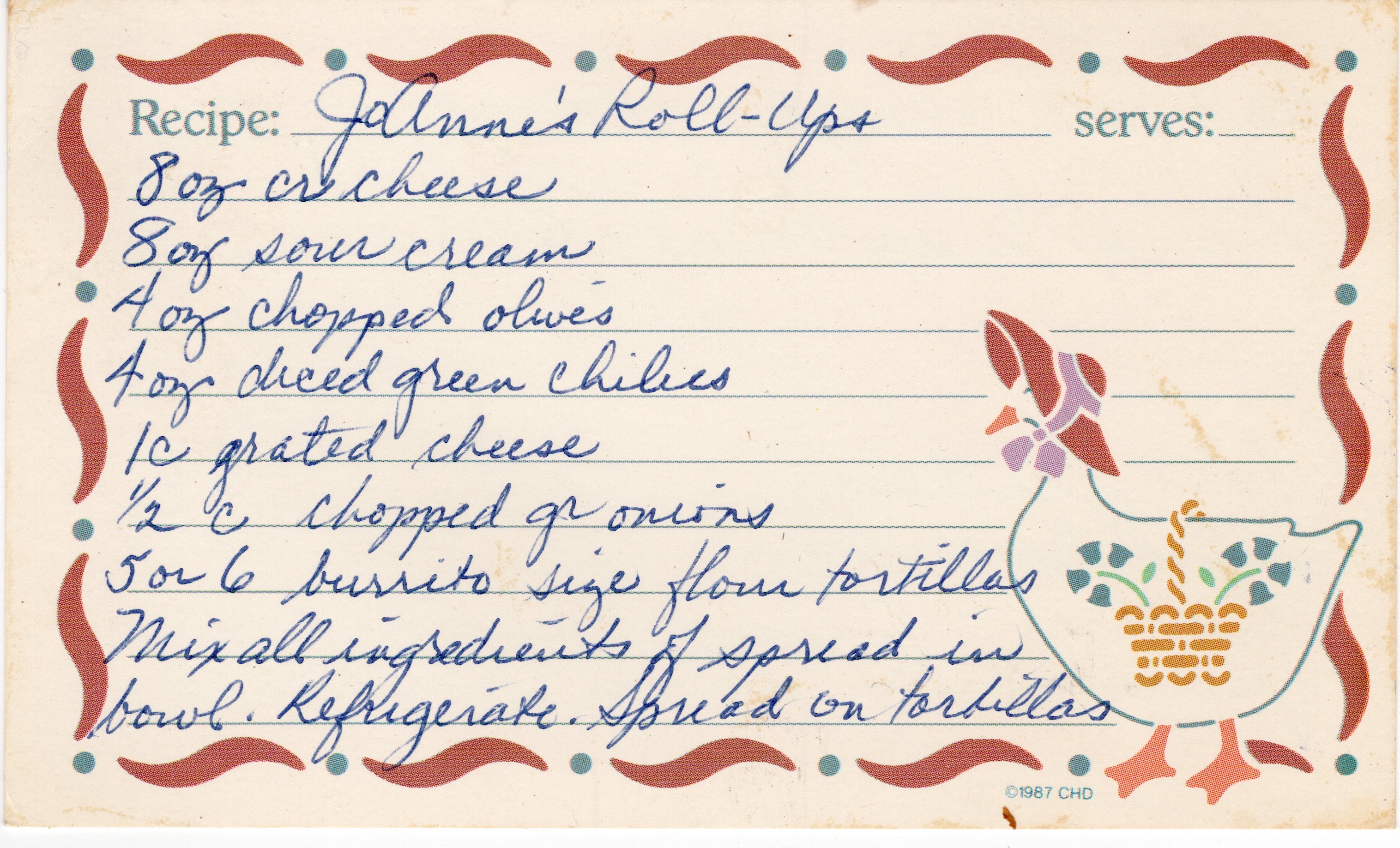 JoAnne's Roll-Ups recipe card, image 1 of 2